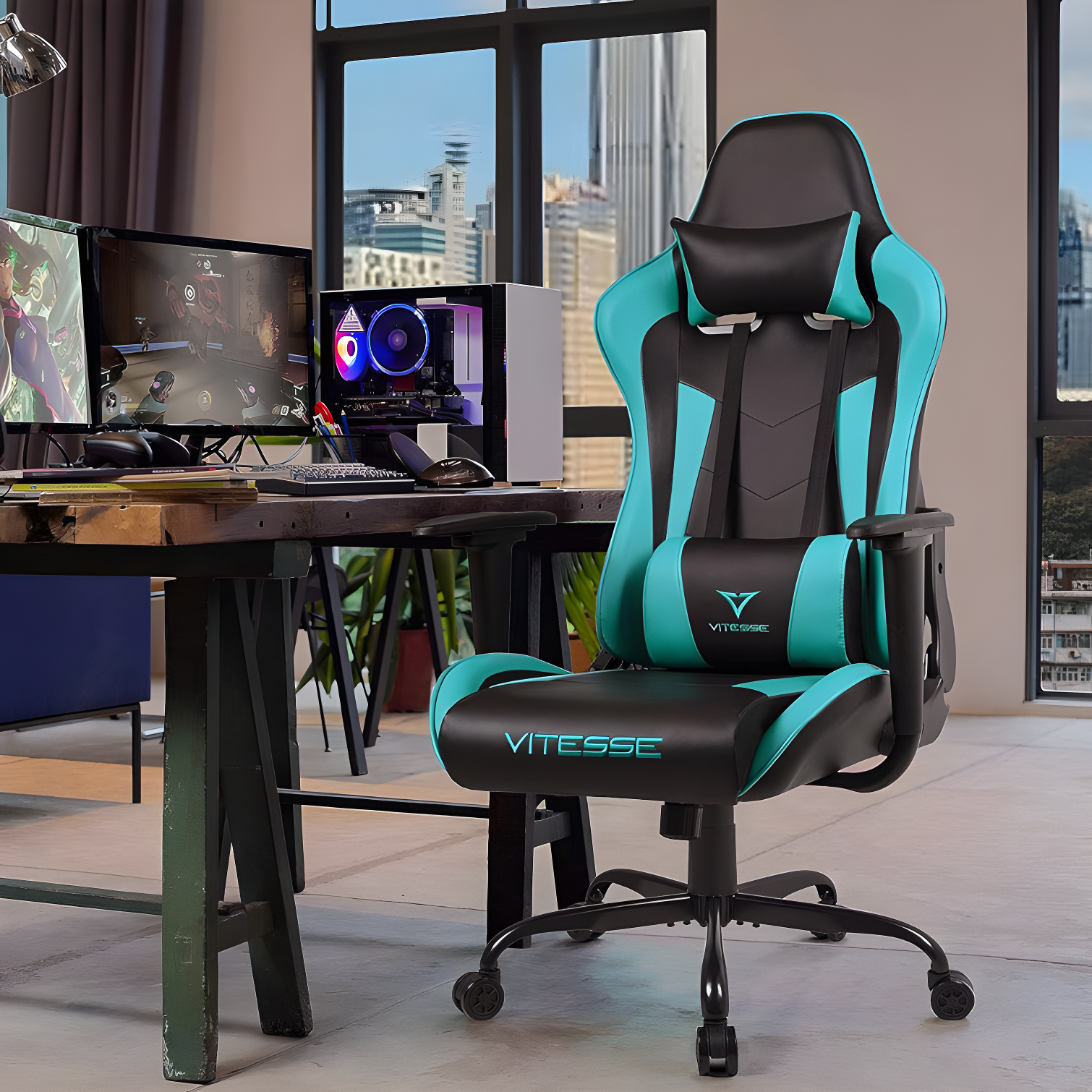 Ergonomic Racing Gaming Chair, 330 lbs PC Computer Chair with Support and Headrest