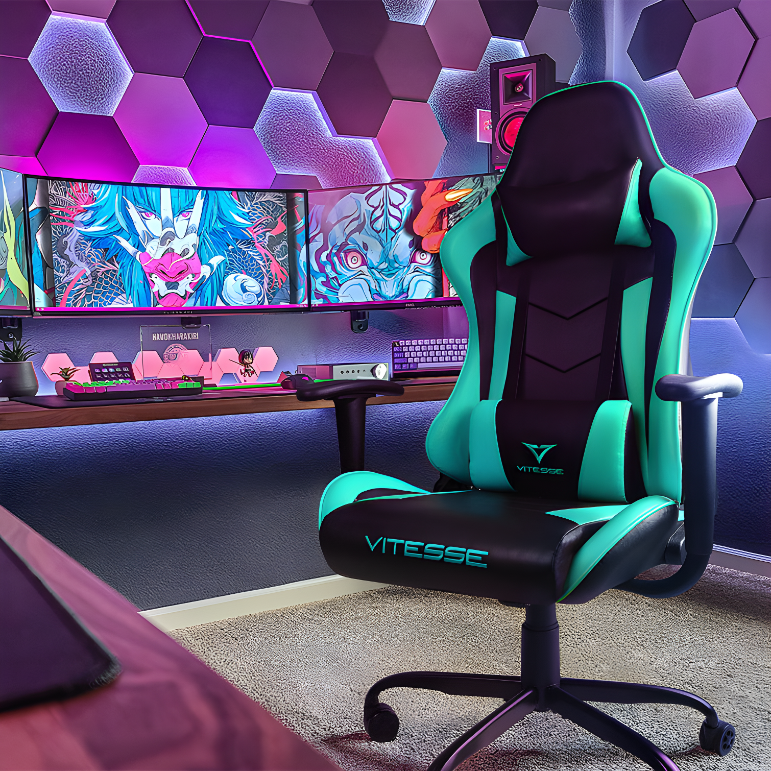 Ergonomic Racing Gaming Chair, 330 lbs PC Computer Chair with Support and Headrest