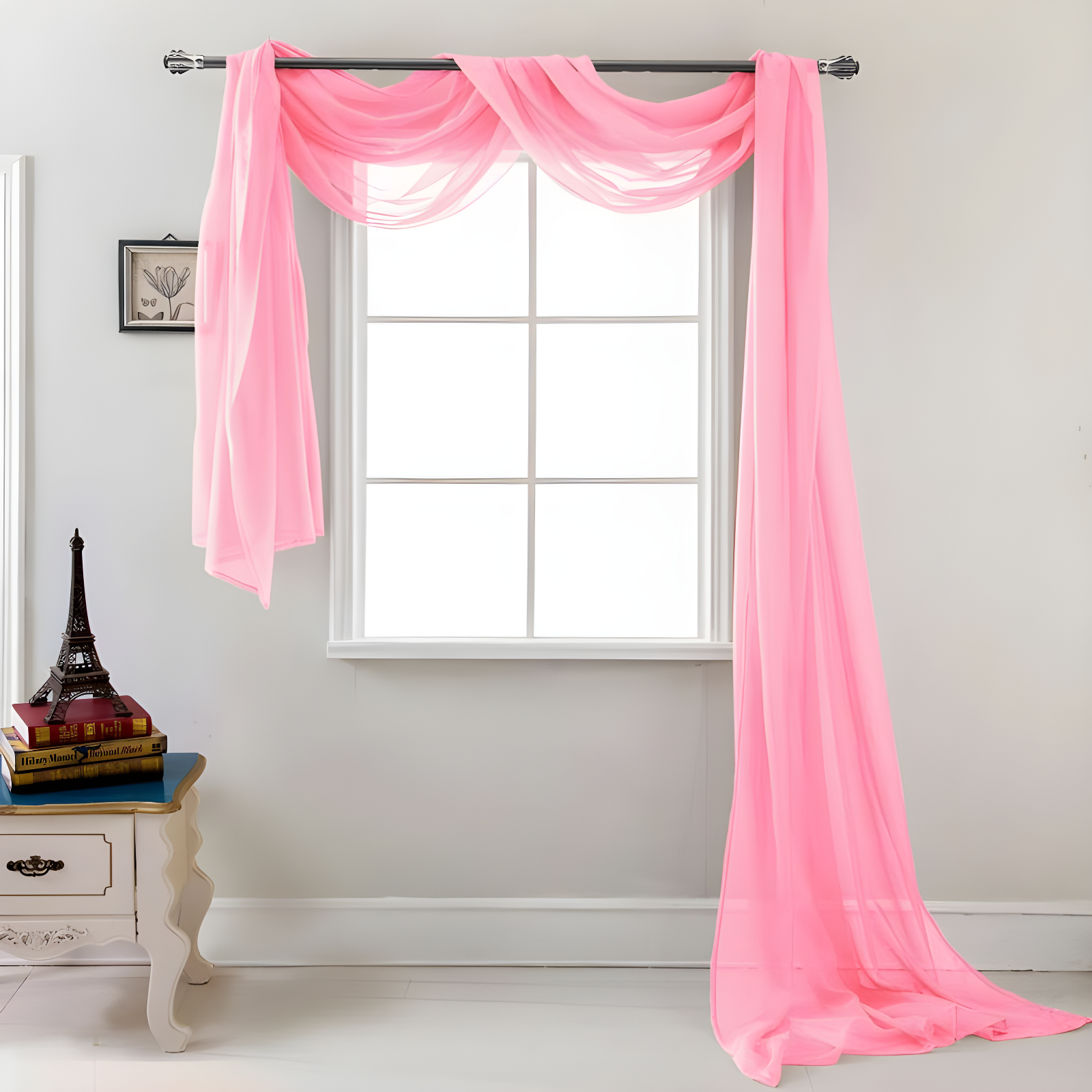 Olivia Gray Celine Decorative Sheer Curtain Scarf - 55" x 216" - Dusty Rose