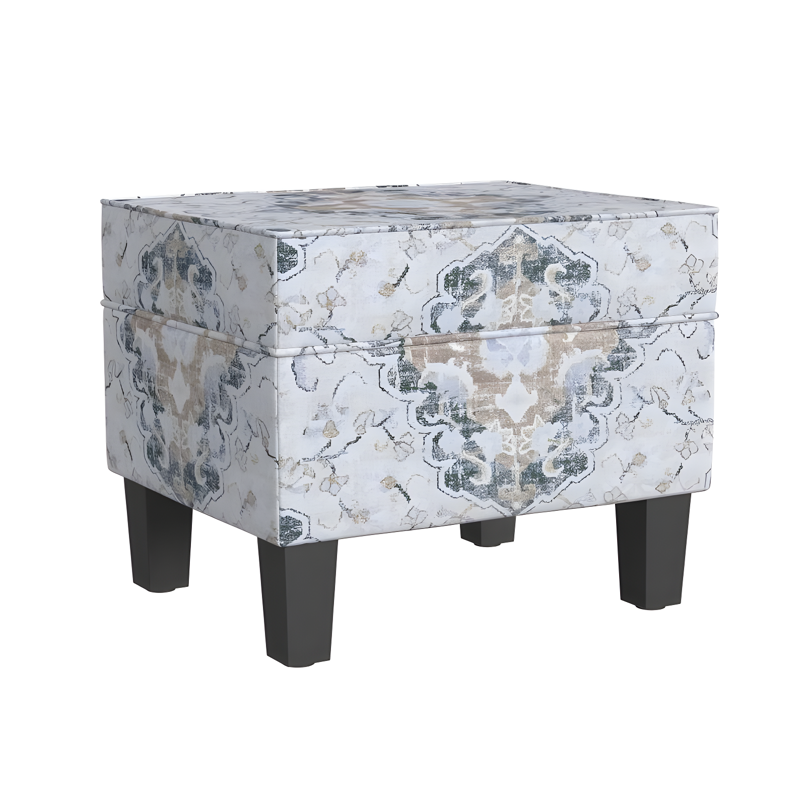 Medium Storage Ottoman Black - HomePop: Hinged Lid, Cotton Upholstery, Hardwood Frame