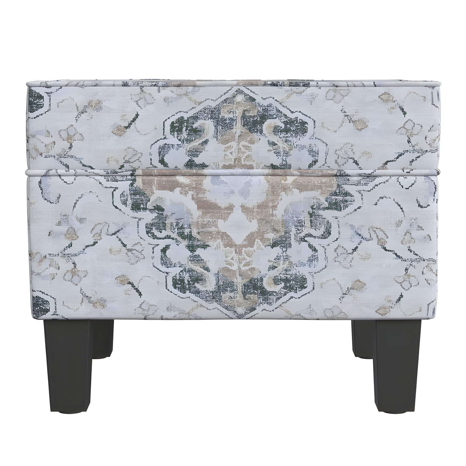 Medium Storage Ottoman Black - HomePop: Hinged Lid, Cotton Upholstery, Hardwood Frame