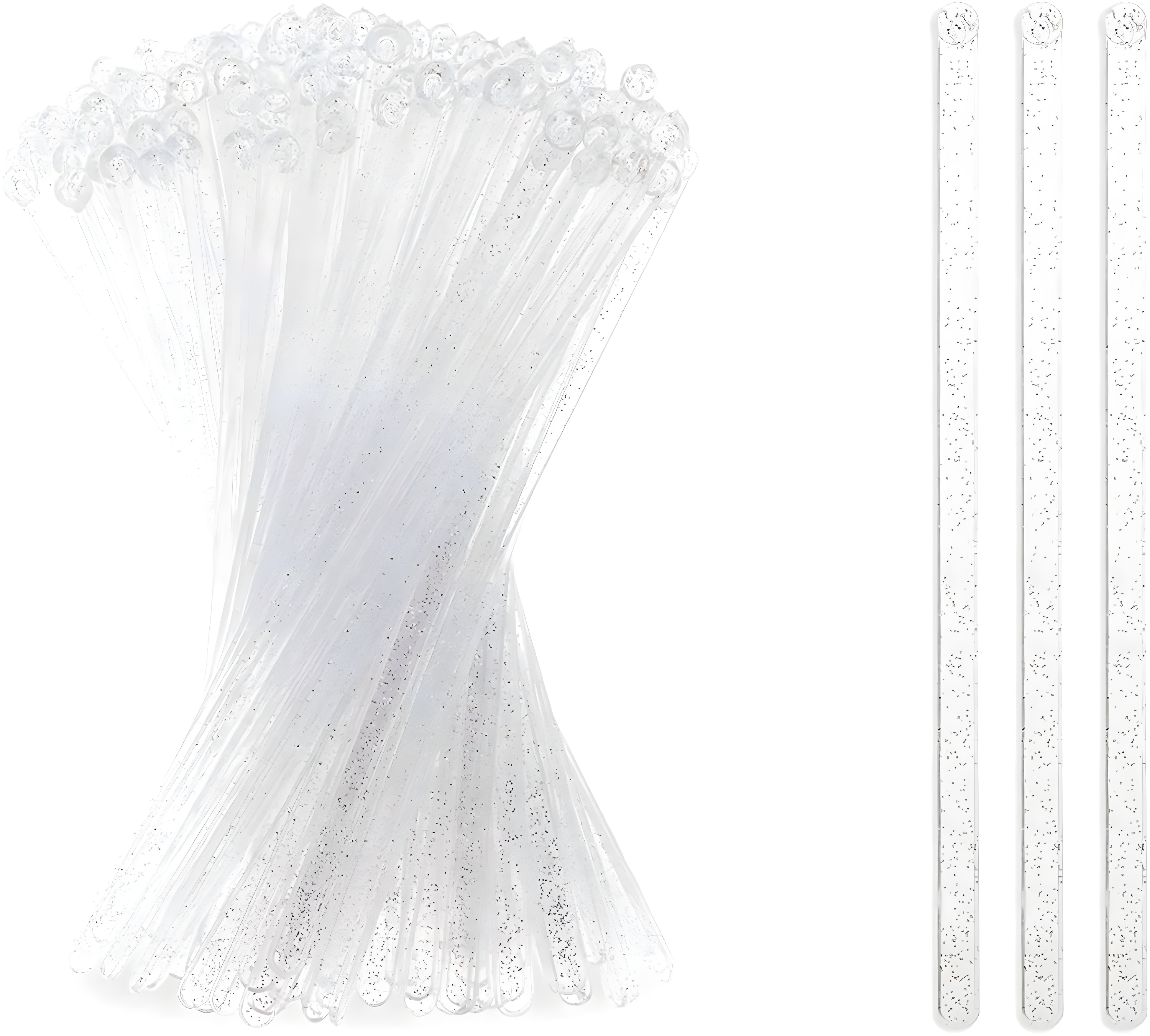 150 Pcs Silver Glitter Plastic Swizzle Sticks for Cocktails Drink Stirrer, 7 inch