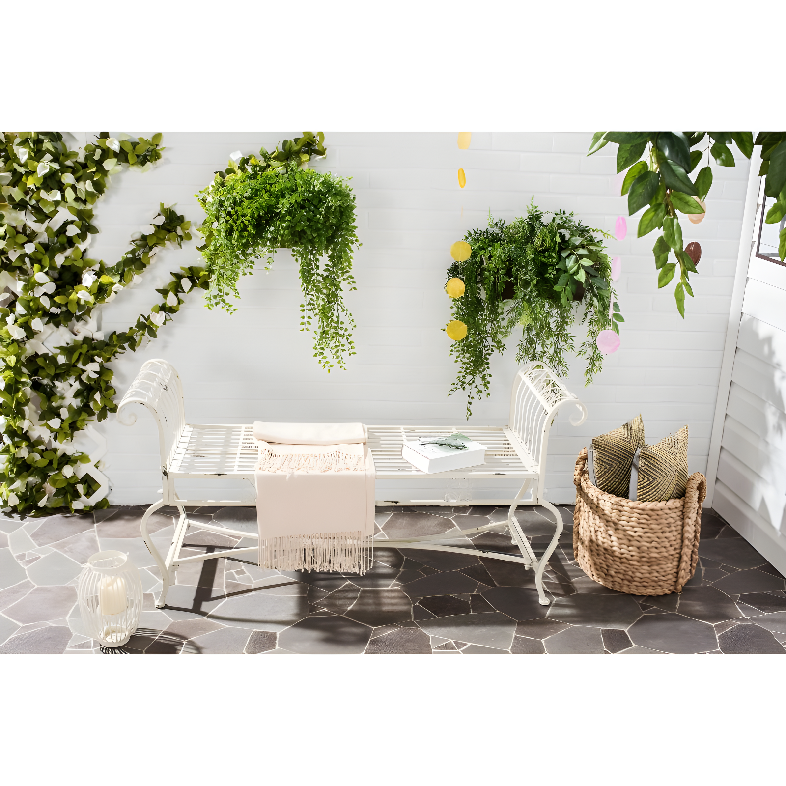 Brielle Bench - Outdoor - PAT5004 - Antique White - Safavieh