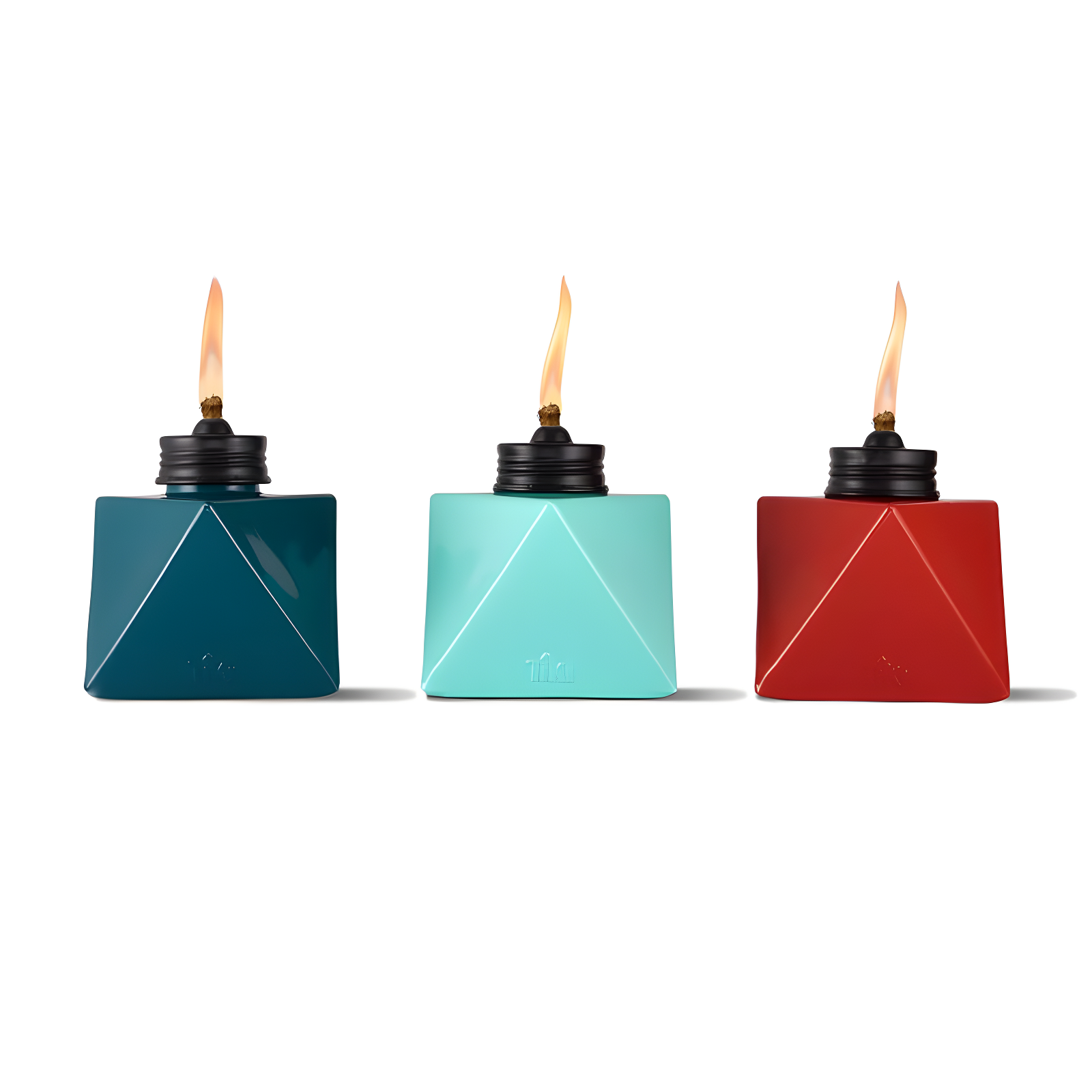 TIKI Brand TIKI® Brand 4.25 Inch Table Torch Glass Prism Blue, Teal and Red (Set of 3)