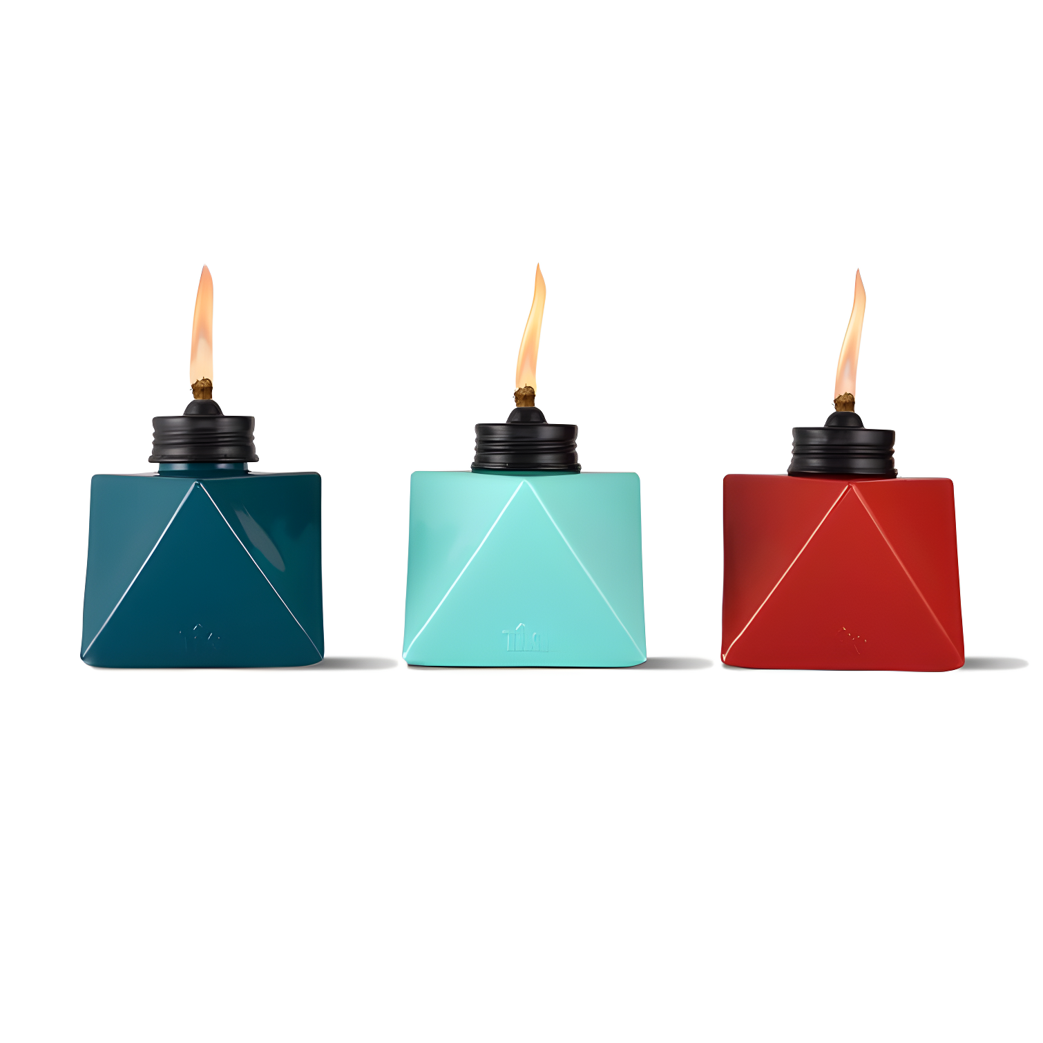 TIKI Brand TIKI® Brand 4.25 Inch Table Torch Glass Prism Blue, Teal and Red (Set of 3)
