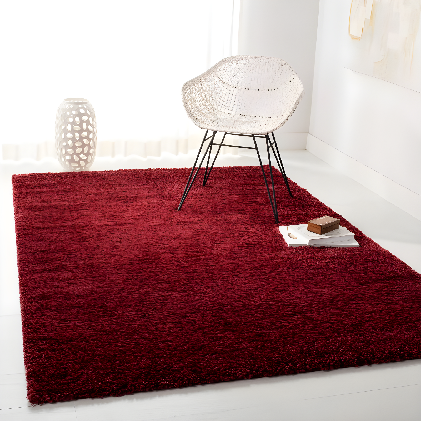 August Shag 900 AUG900 Power Loomed Indoor Area Rug - Burgundy - 8'x10' - Safavieh