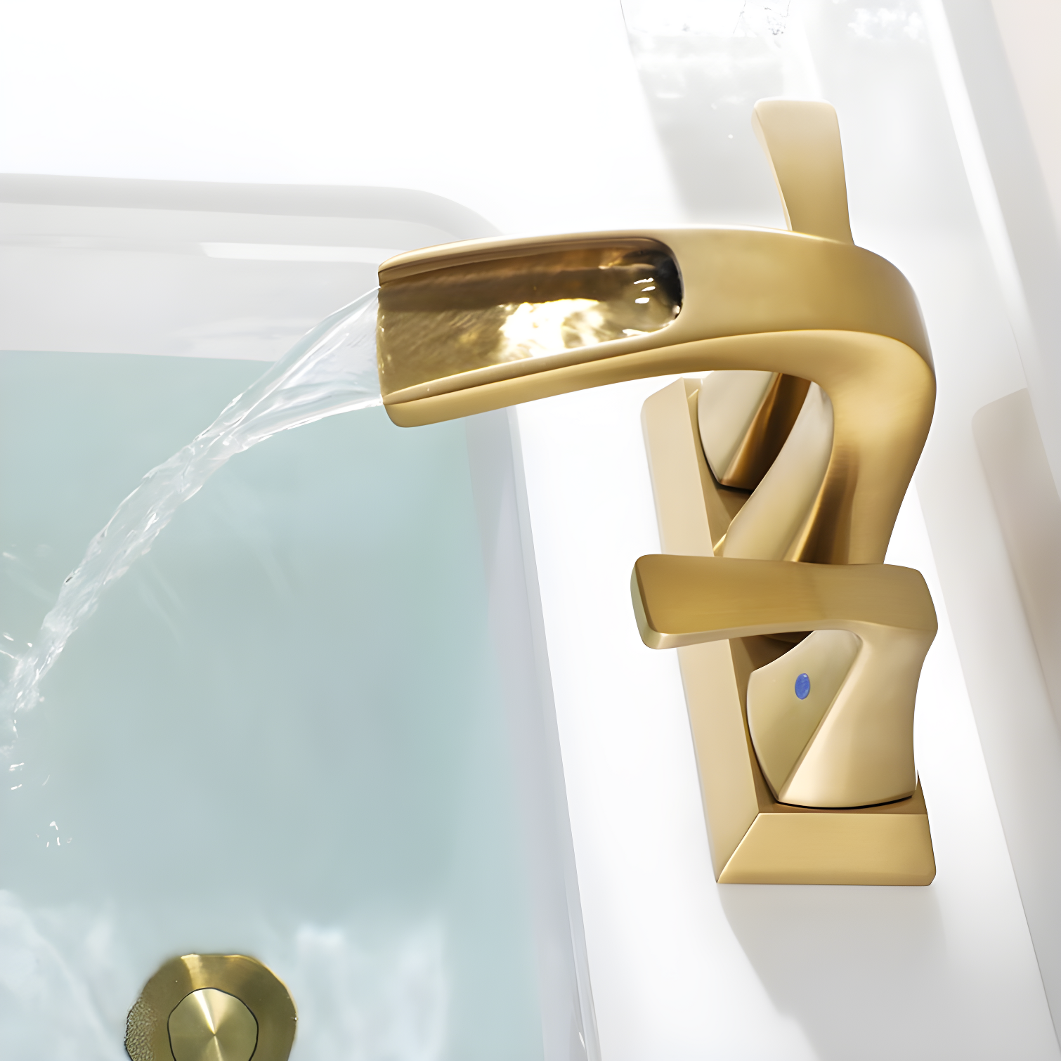 Doris Waterfall Centerset 2-handle Bathroom Faucet with Drain Assembly