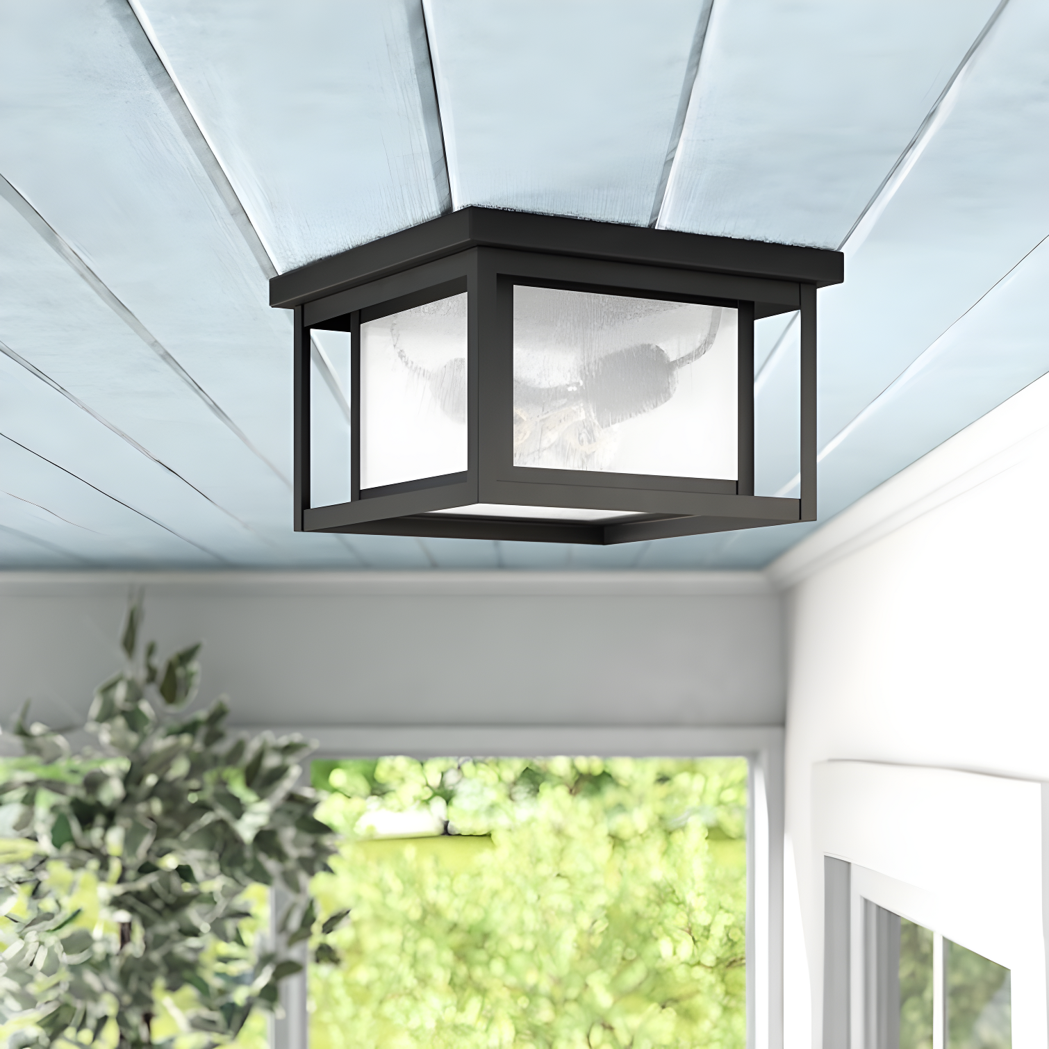 Vermont Seeded Square Outdoor Flush Mount