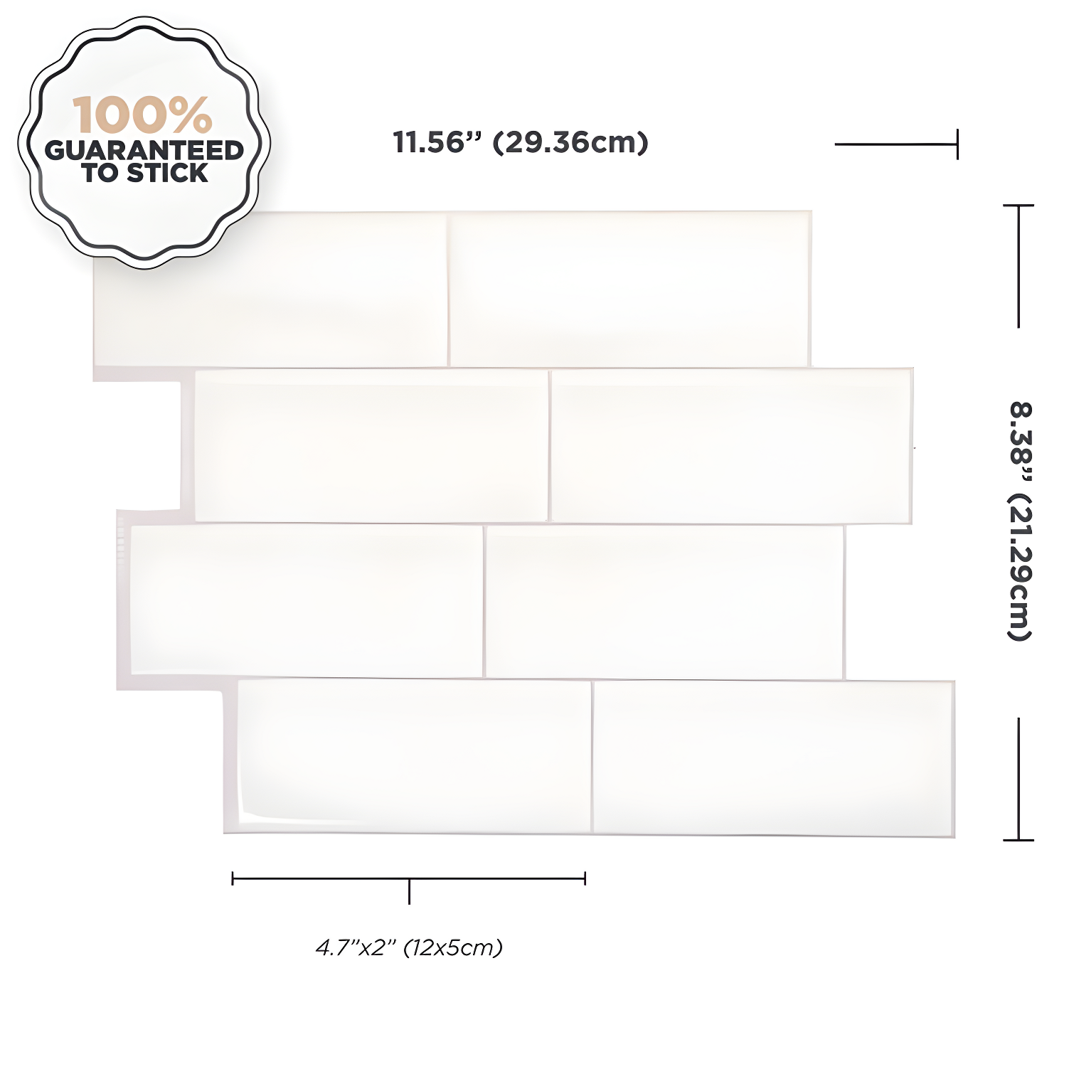 Peel and Stick Gel Backsplash Tile Metro 12'' x 8'' (Set of 4)