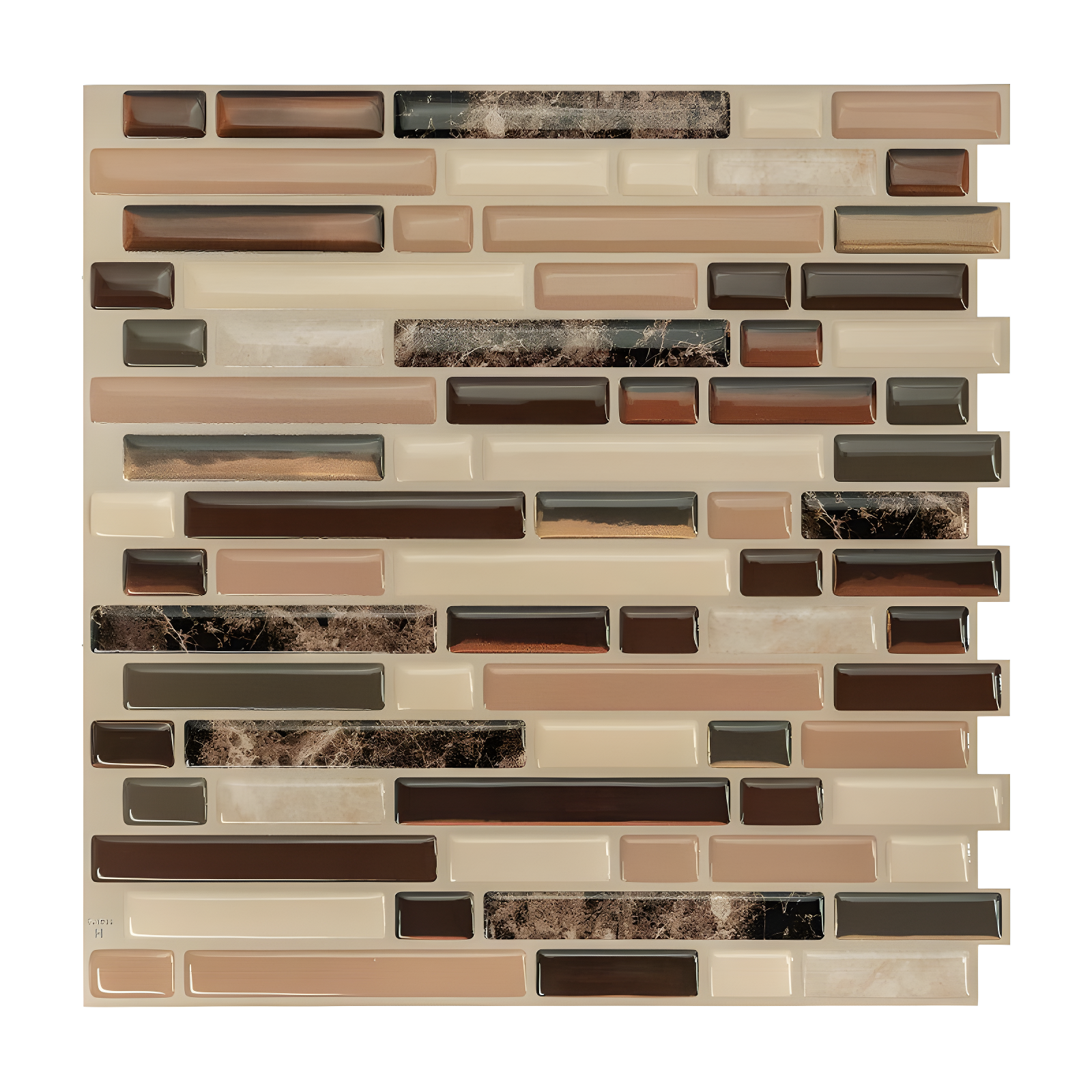 Smart Tiles 10.06''x10'' Self Adhesive 3D Peel and Stick Backsplash Tiles Brown: Vinyl Kitchen Decor Stick On Backsplash