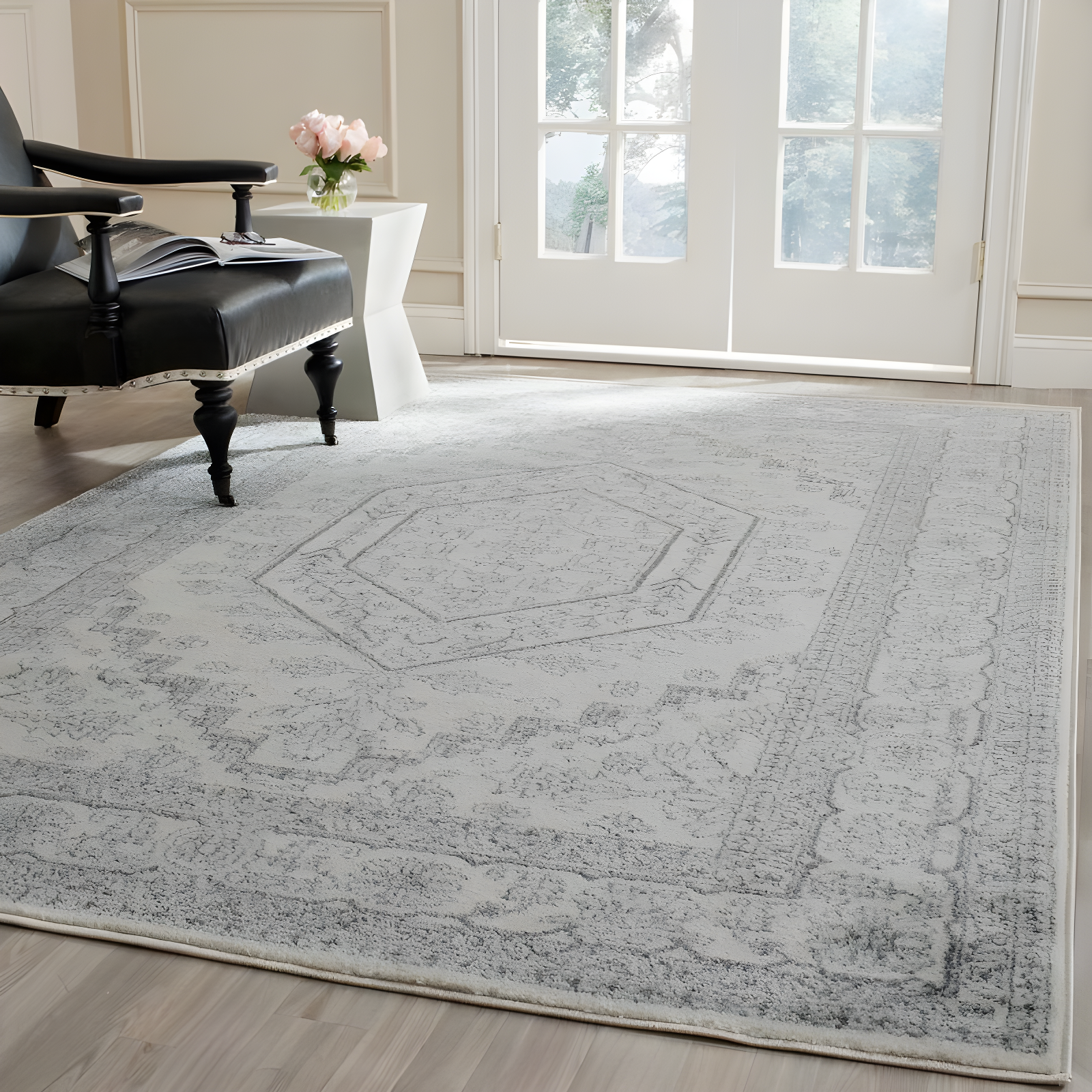 Adirondack ADR108 Power Loomed Area Rug - Ivory/Silver - 6'x9' - Safavieh.