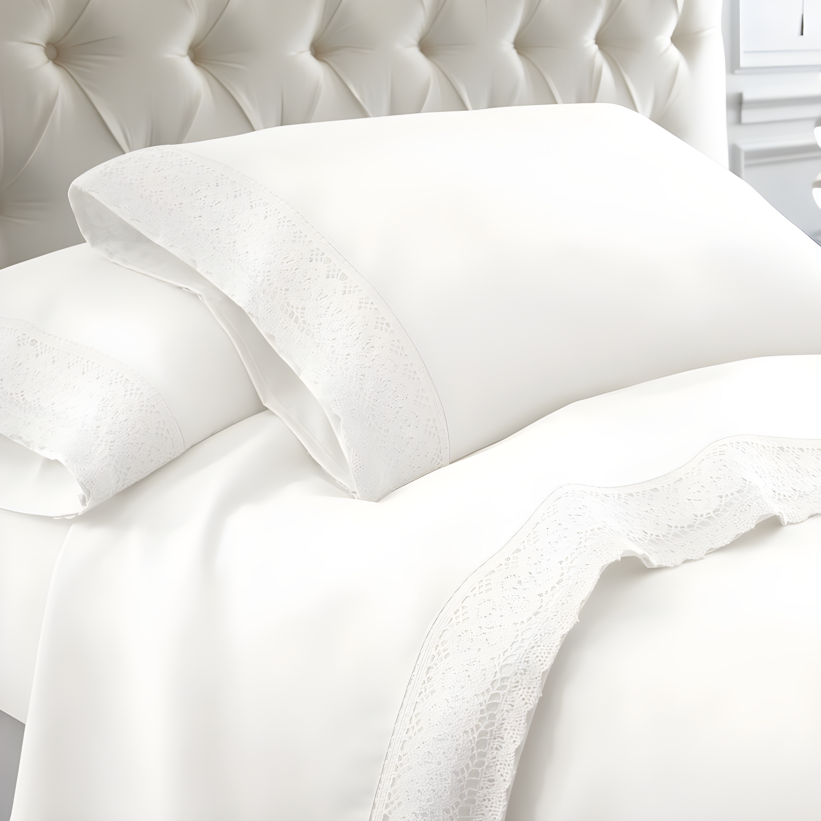 Modern Threads Yate Soft Microfiber Crochet Lace Sheets - Luxurious Microfiber Bed Sheets - Includes Flat Sheet, Fitted Sheet with Deep Pockets, & Pillowcases