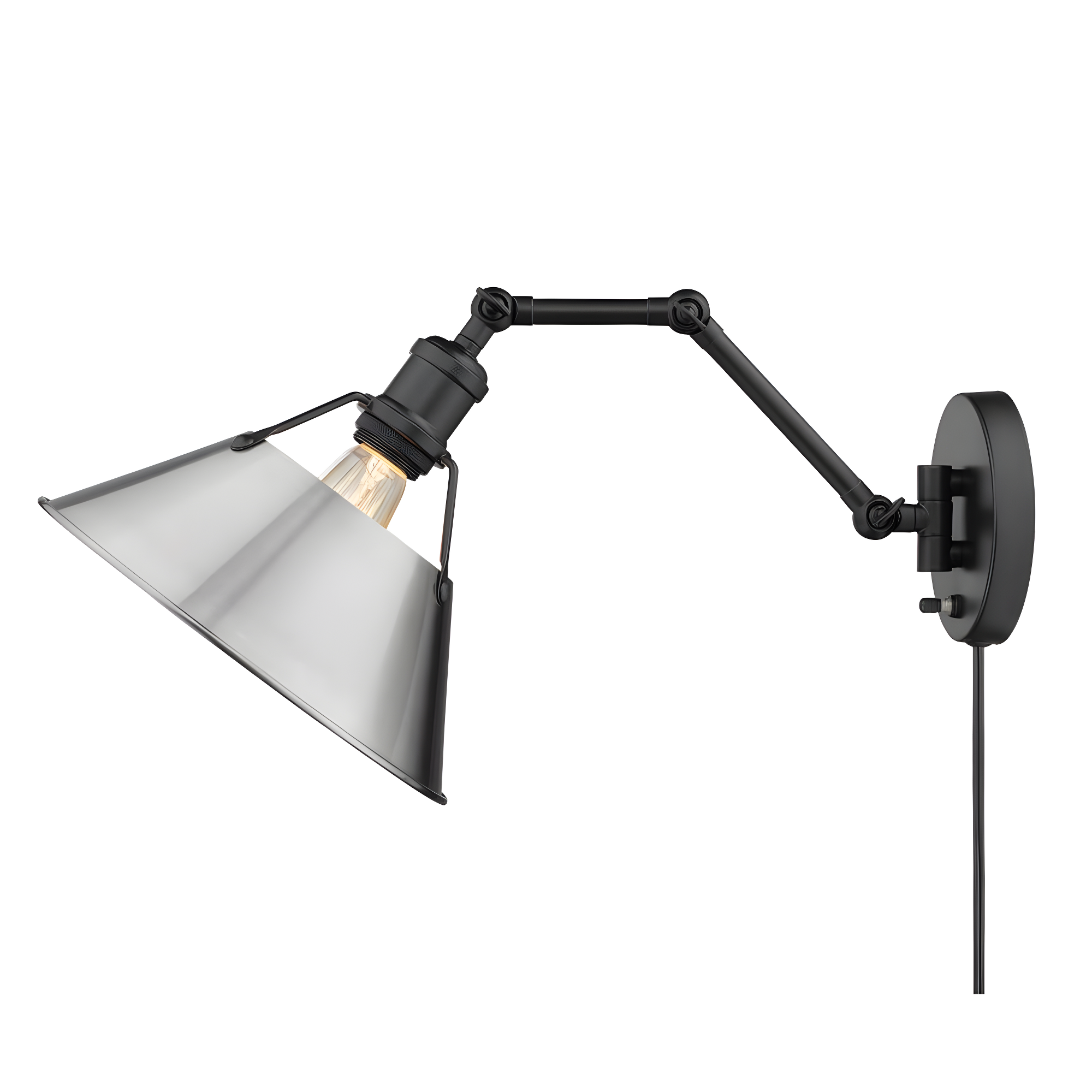 Contemporary Orwell Black Pewter Dimmable Sconce, Plug-In 10"W