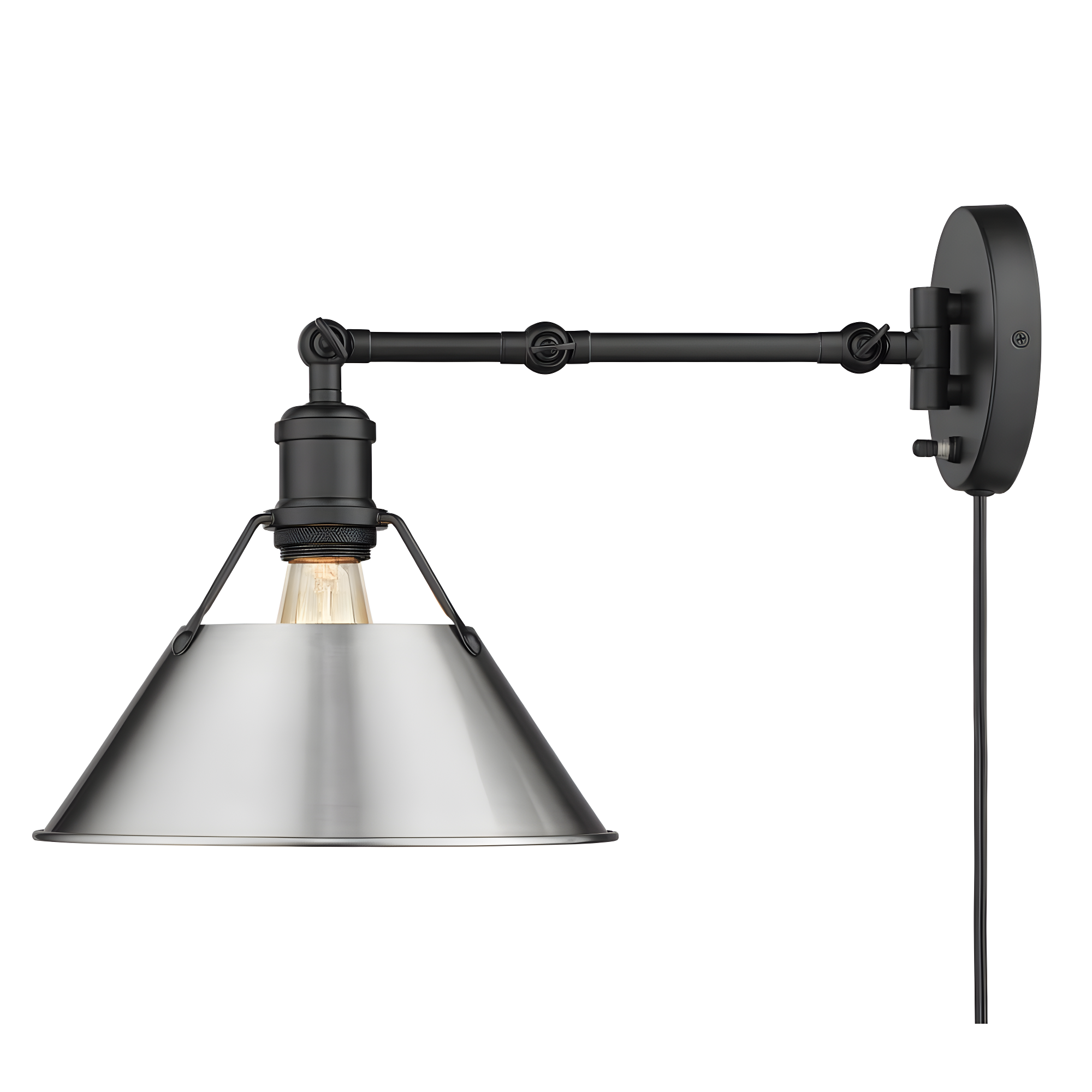 Contemporary Orwell Black Pewter Dimmable Sconce, Plug-In 10"W
