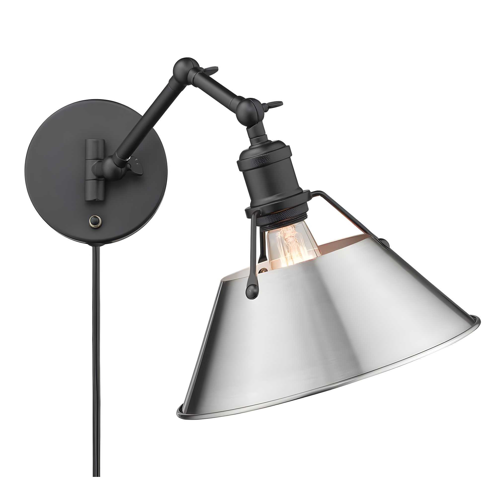 Contemporary Orwell Black Pewter Dimmable Sconce, Plug-In 10"W
