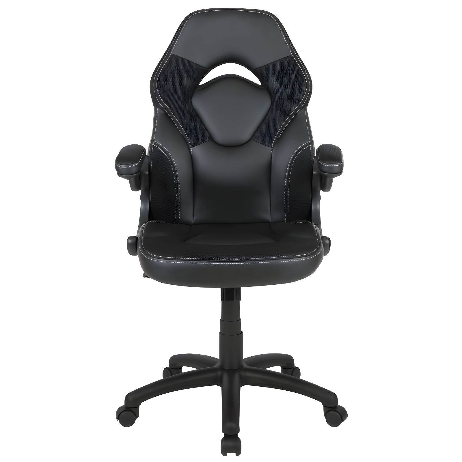 Flash Furniture X10 Gaming Chair, Racing Style Ergonomic Office Chair, Height Adjustable Swivel Computer Chair with Flip-Up Arms, Black LeatherSoft