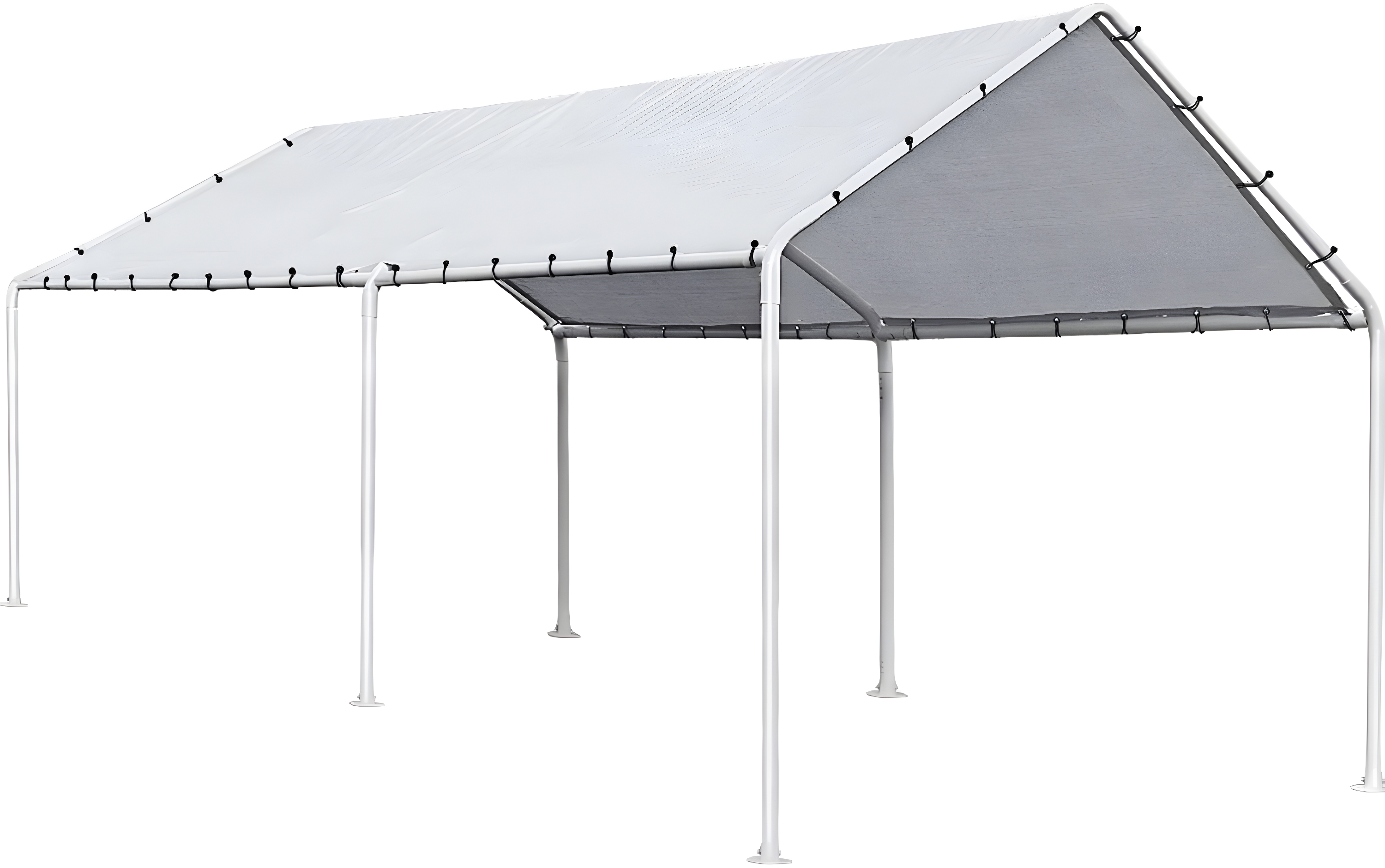Quictent 10x20 ft Heavy Duty Carport Canopy Galvanized Car Tent Outdoor Garage Boat Shelter with Reinforced Structure, No Sidewall - White