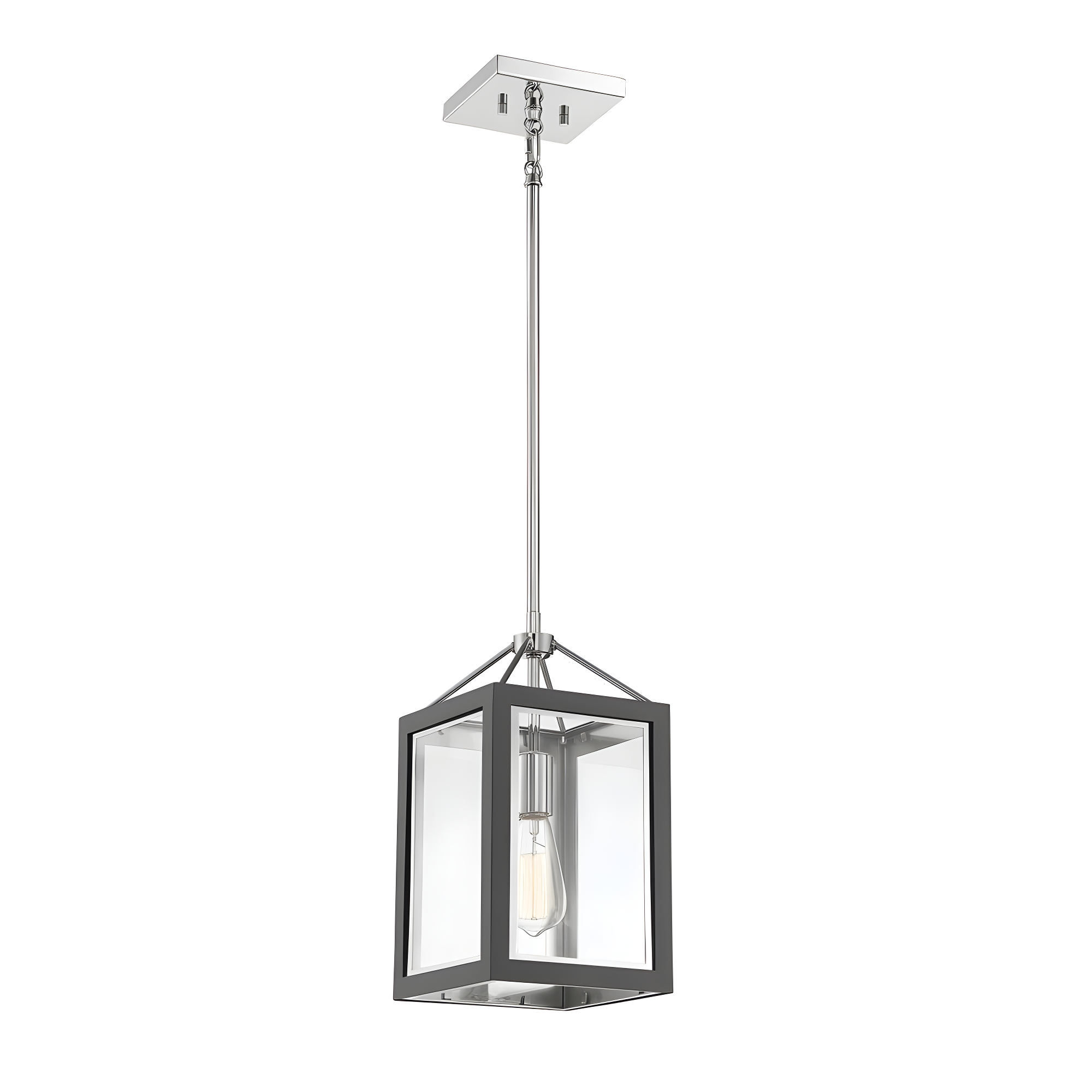 Carlton 1-Light Gray with Polished Nickel Accents Shaded Pendant Light