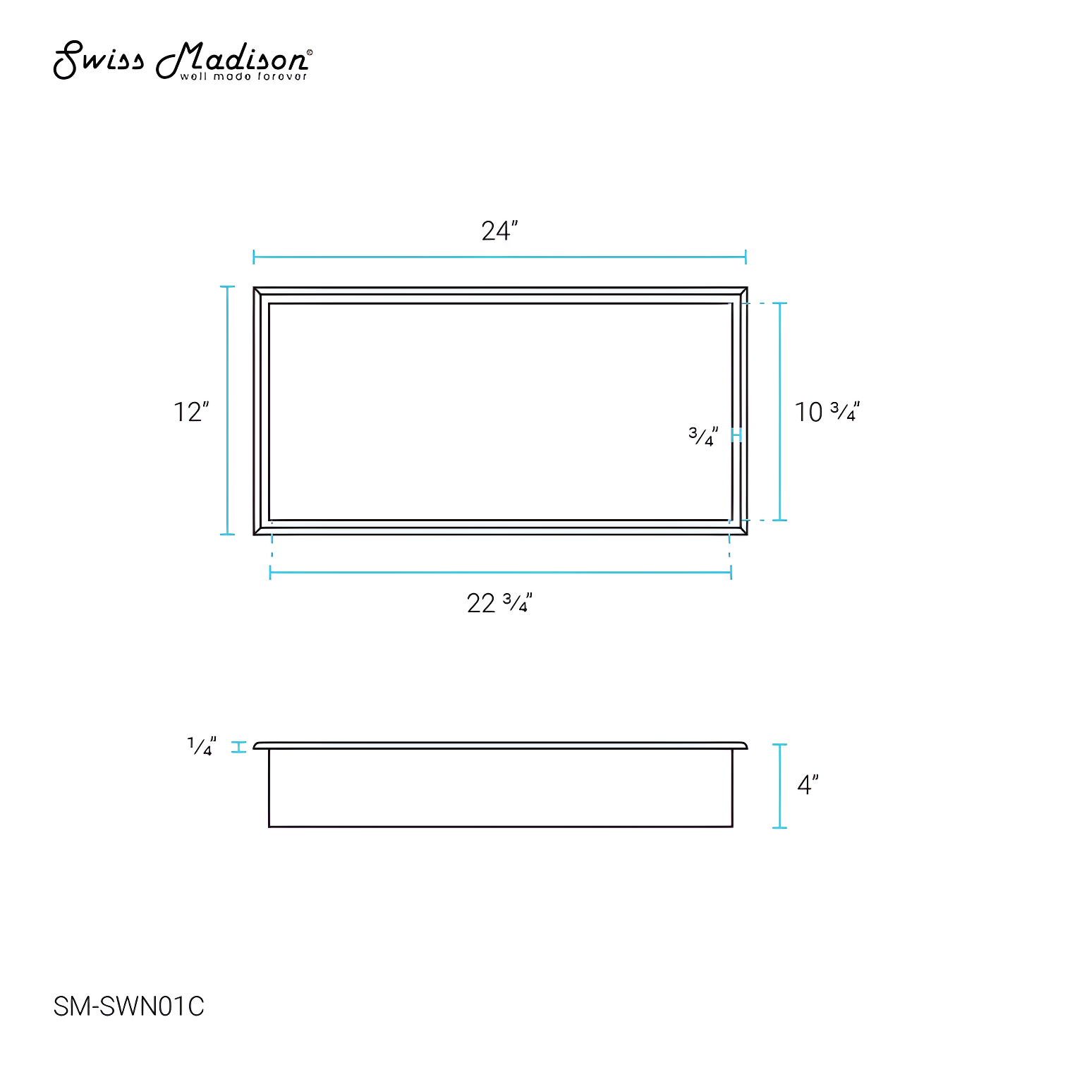 Voltaire 12" x 24" Stainless Steel Single Shelf Wall Niche