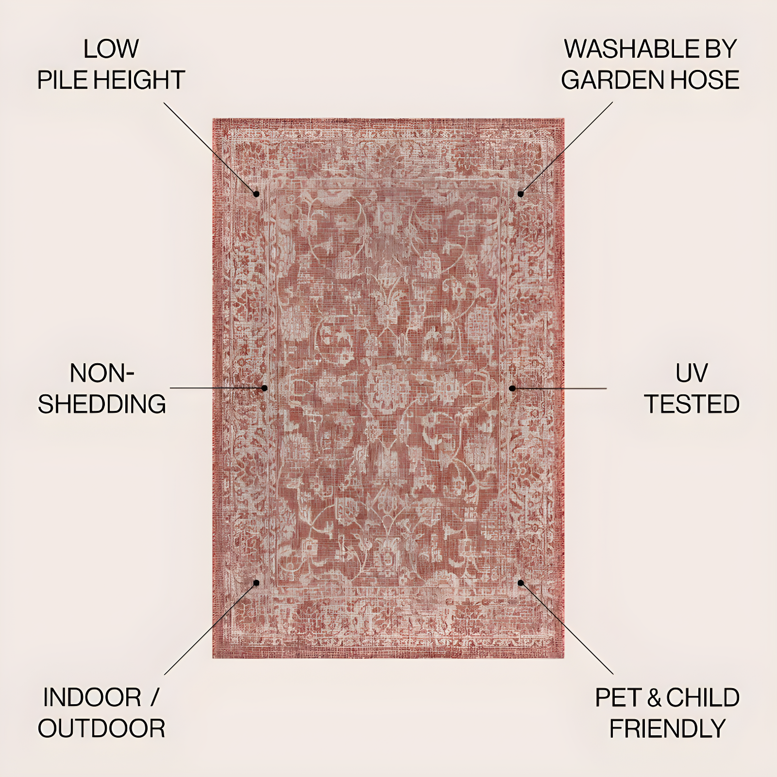 8'x10' Tela Bohemian Textured Weave Floral Indoor/Outdoor Area Rug, Red/Taupe - JONATHAN Y