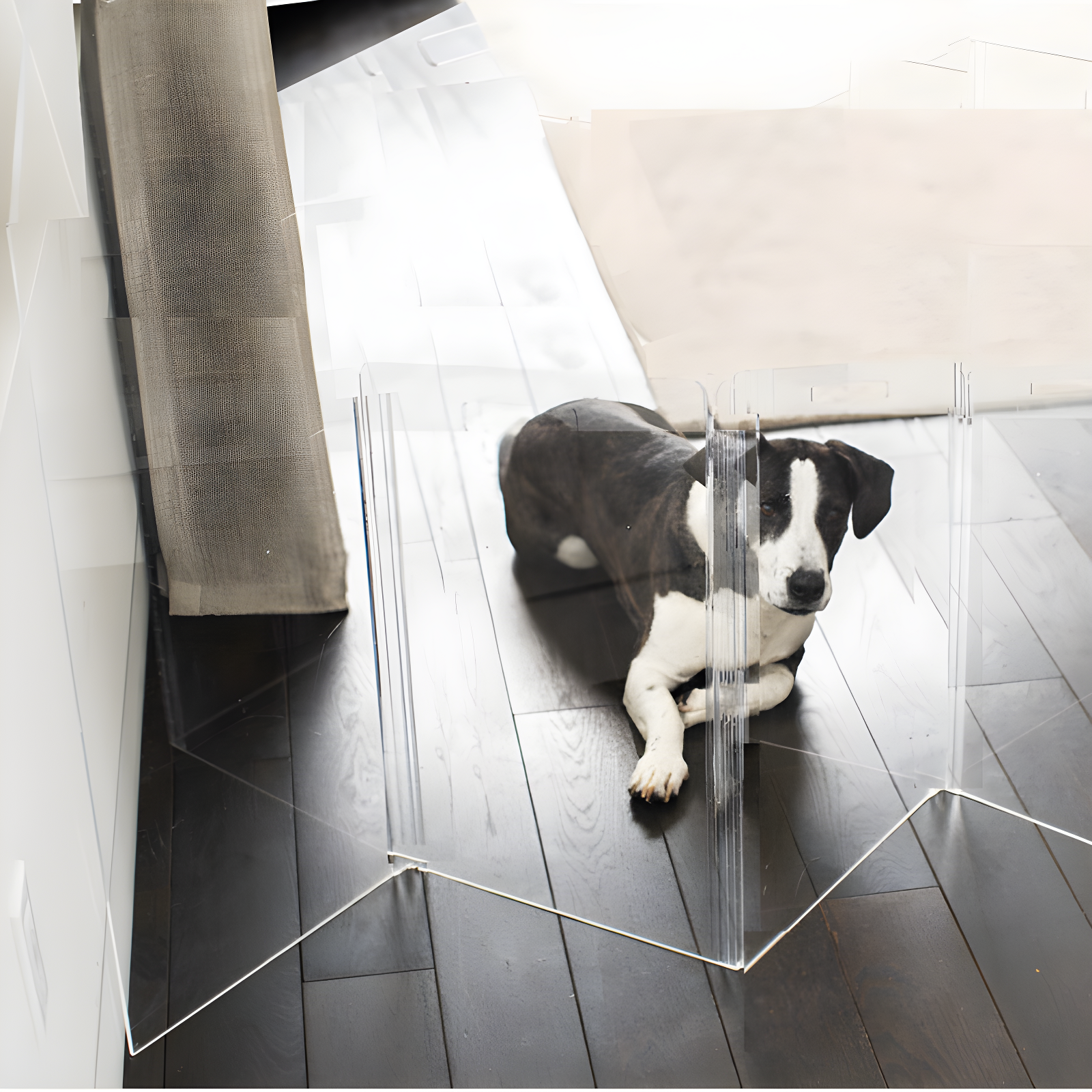 Hiddin Low Clear Freestanding Zig Zag Pet Gate