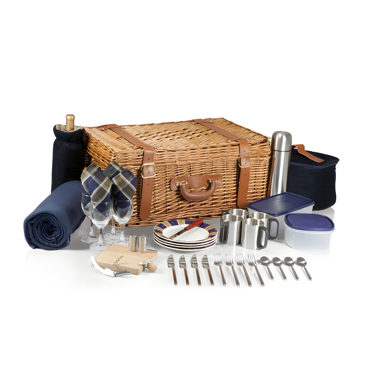 Picnic Time Windsor Luxury Large Wicker Picnic Basket with Picnic
