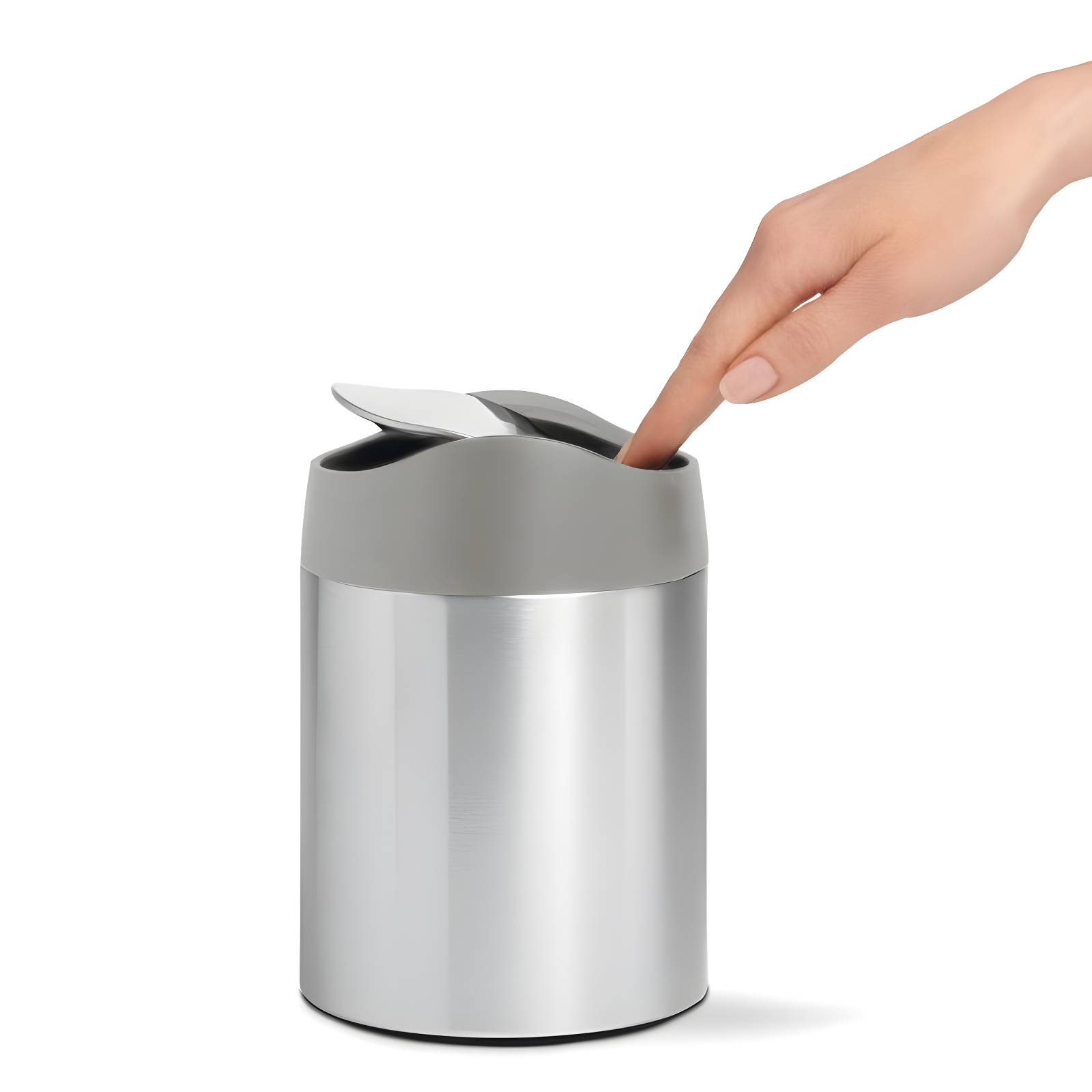 simplehuman 1.5L Mini Swing Top Trash Can Stainless Steel Garbage Can for Bathroom Vanity