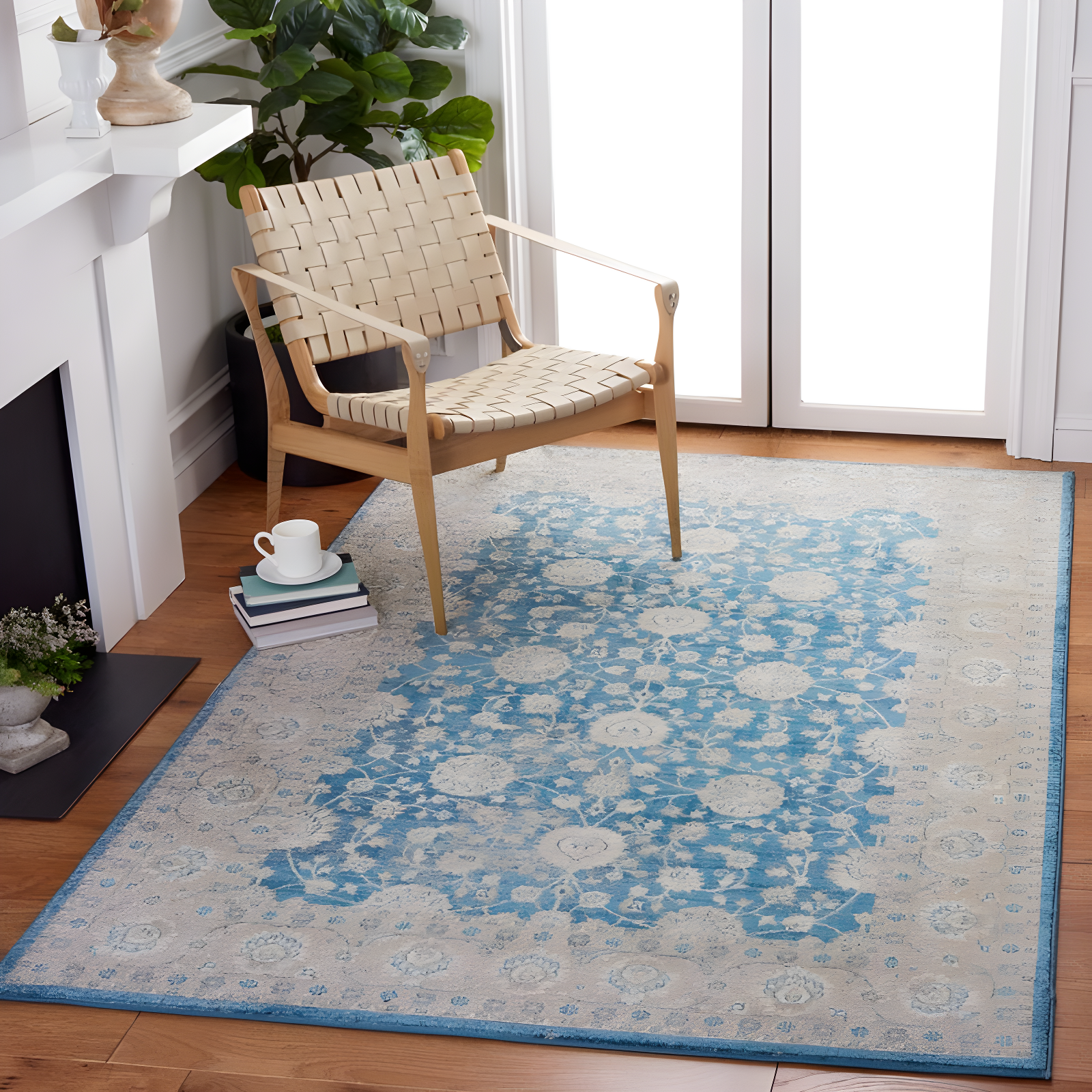 Sofia SOF330 Power Loomed Area Rug - Blue/Beige - 3'x5' - Safavieh.