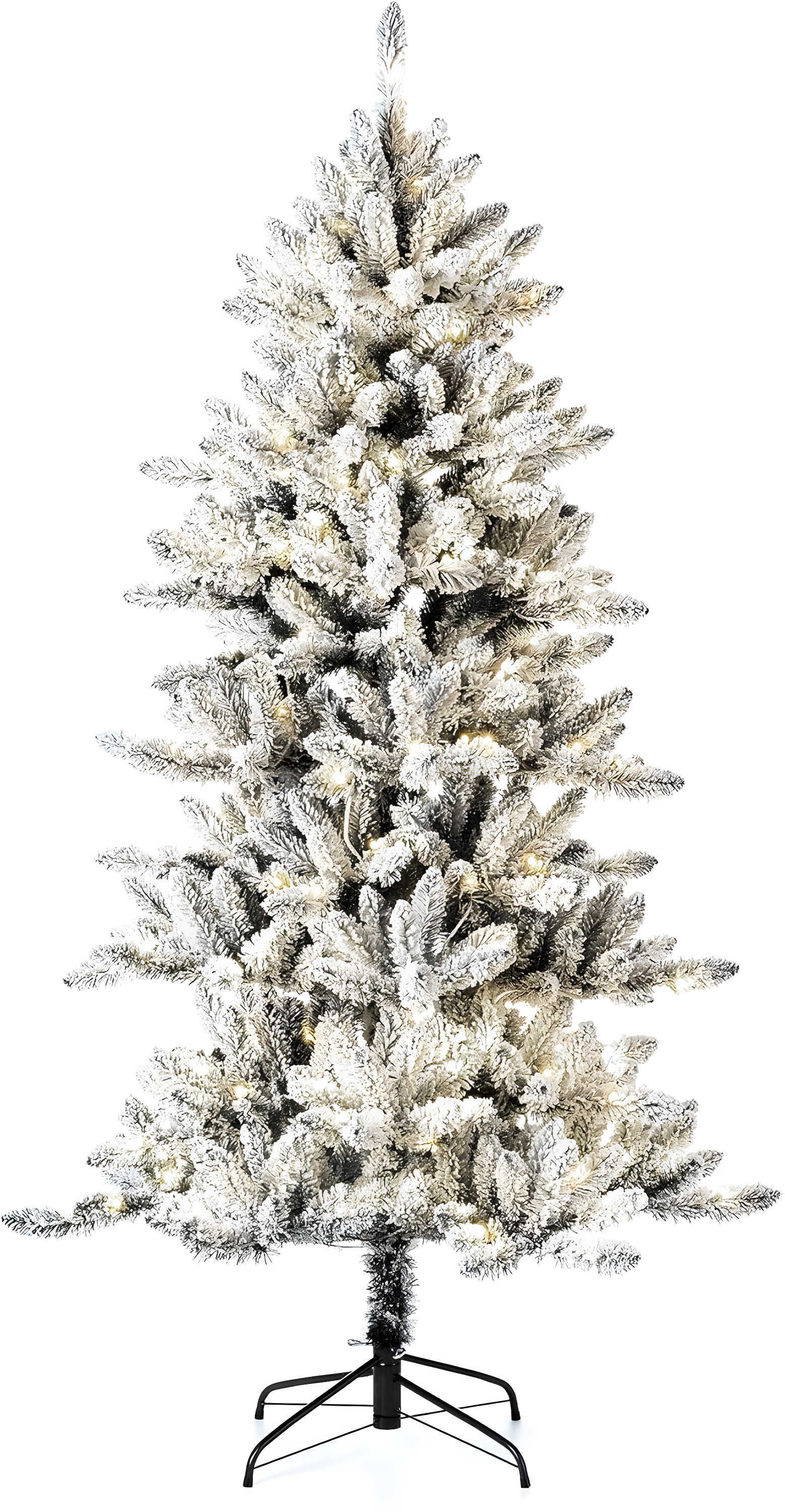 Glitz Design Glitzhome 6ft Pre-Lit Flocked Slim Fir Artificial Christmas Tree with 300 Warm White