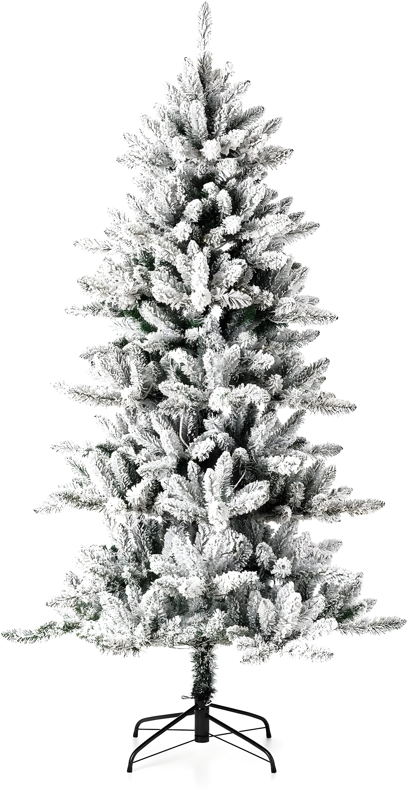 Glitz Design Glitzhome 6ft Pre-Lit Flocked Slim Fir Artificial Christmas Tree with 300 Warm White