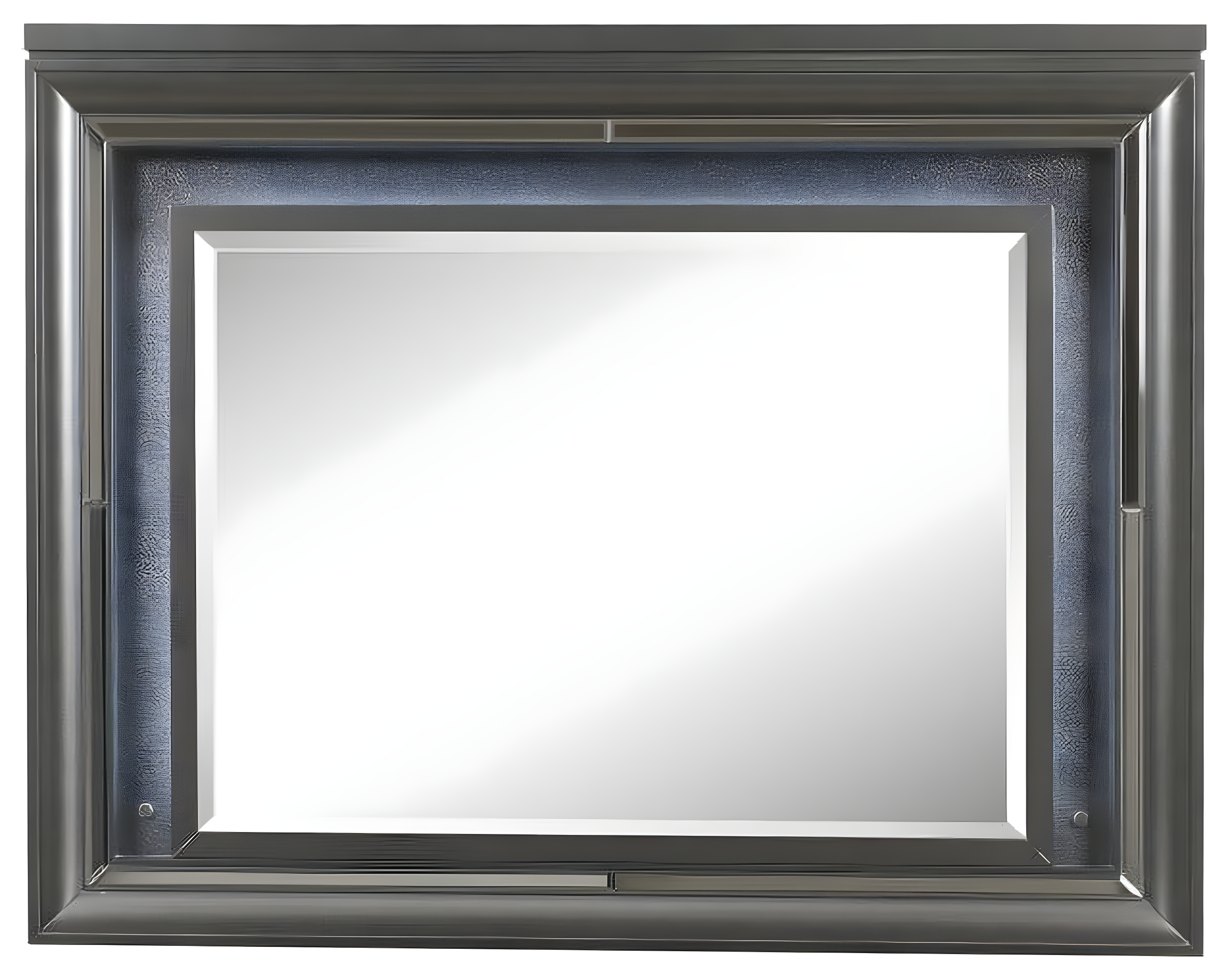 Acme Sawyer Rectangular Wooden Frame Mirror with LED in Metallic Gray