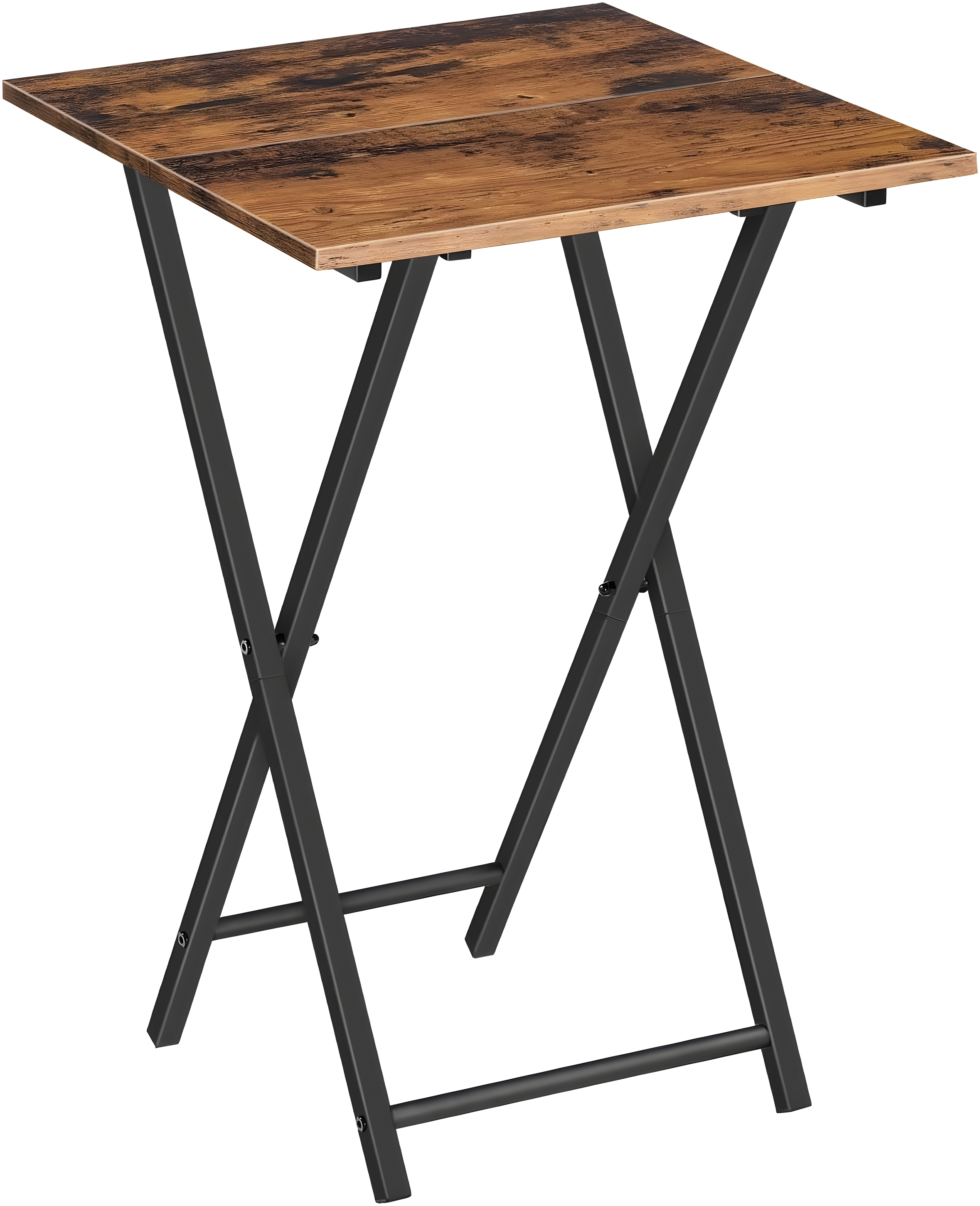 HOOBRO Folding TV Tray Table, TV Tray, Snack Table for Small Space, Dining Tray for Eating at Couch and Bed, Easy Assembly, Space Saving, Stable and Durable, Rustic Brown and Black BF20BZ01