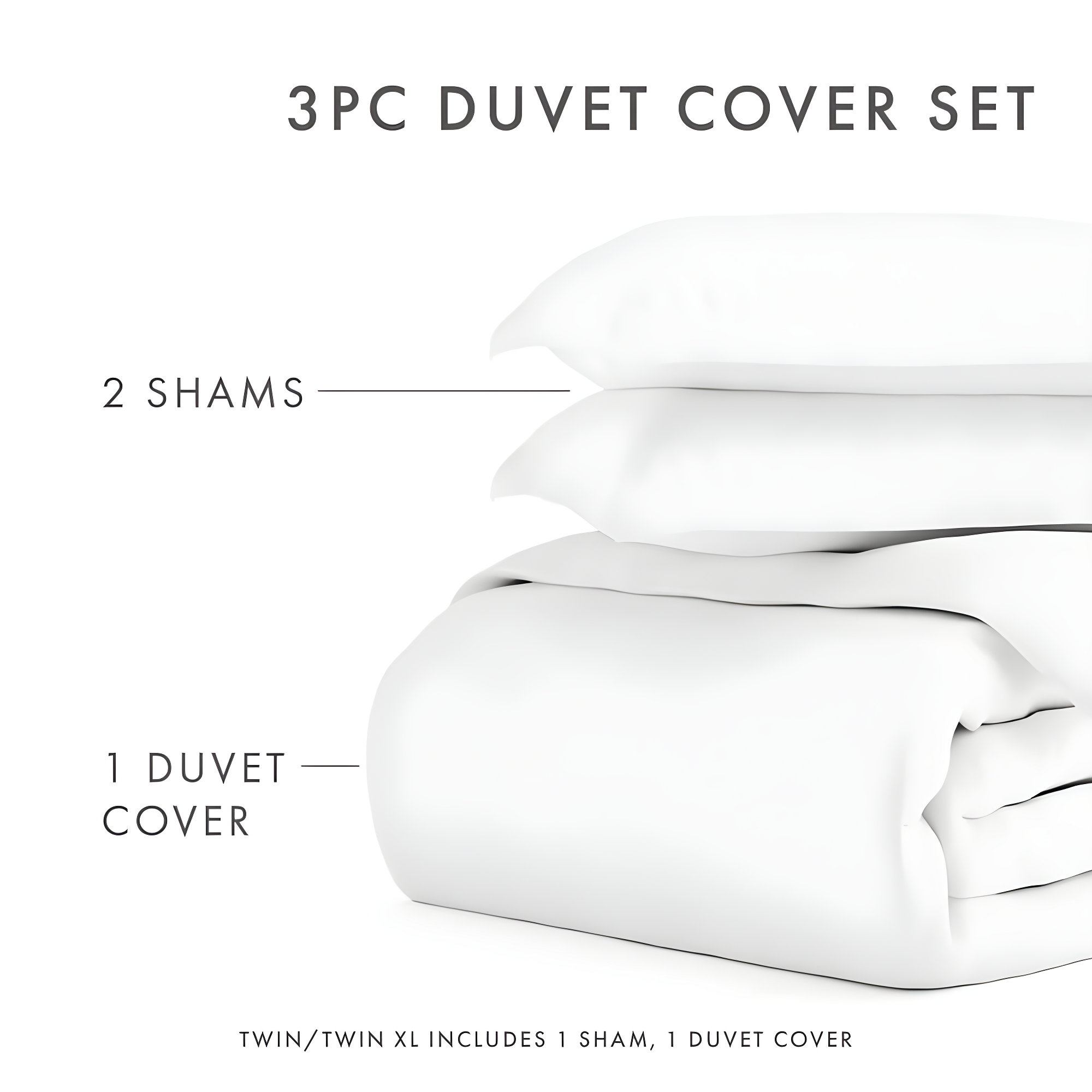 White Microfiber Twin 3-Piece Duvet Cover Set
