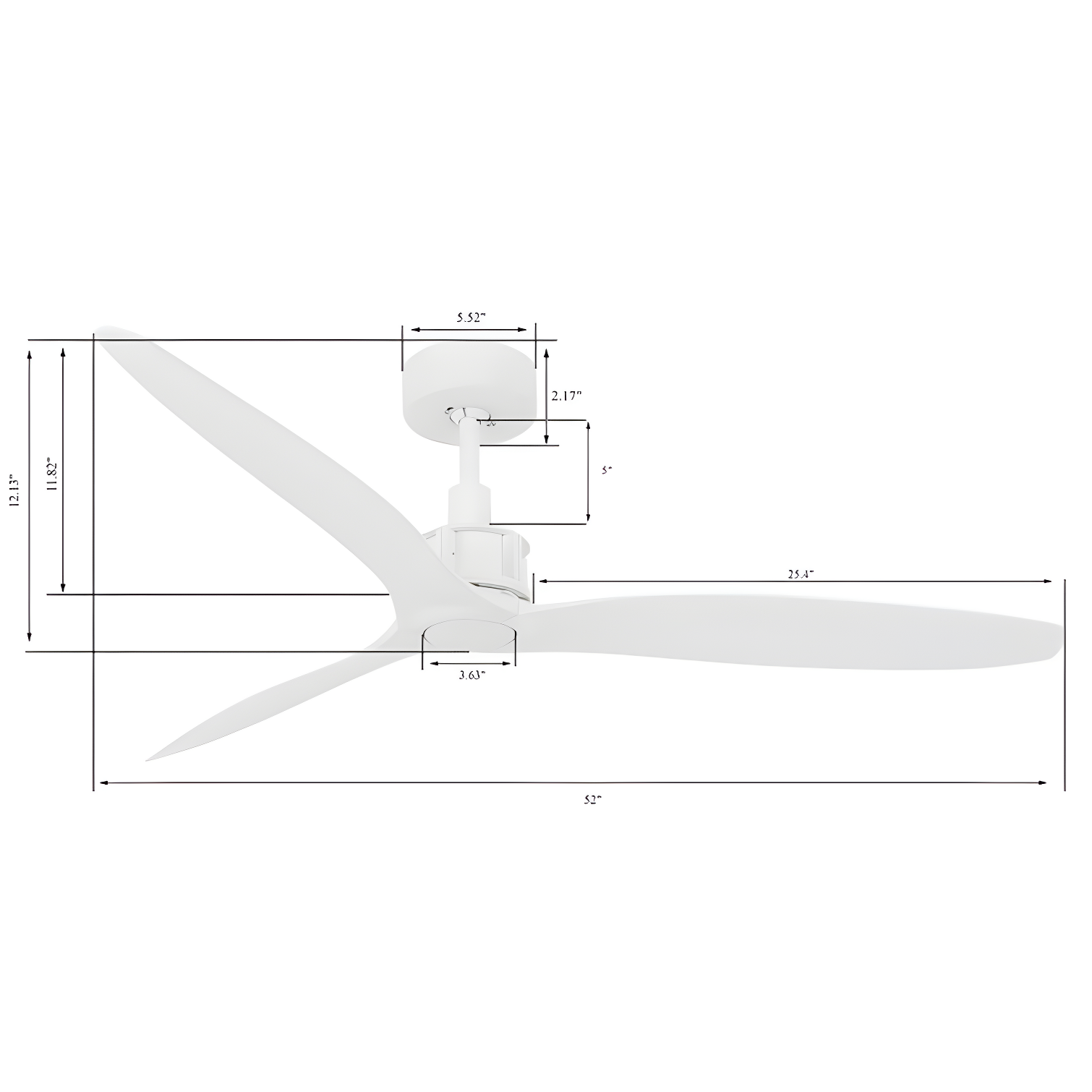 52" Zelda 3 - Blade Standard Ceiling Fan with Remote Control