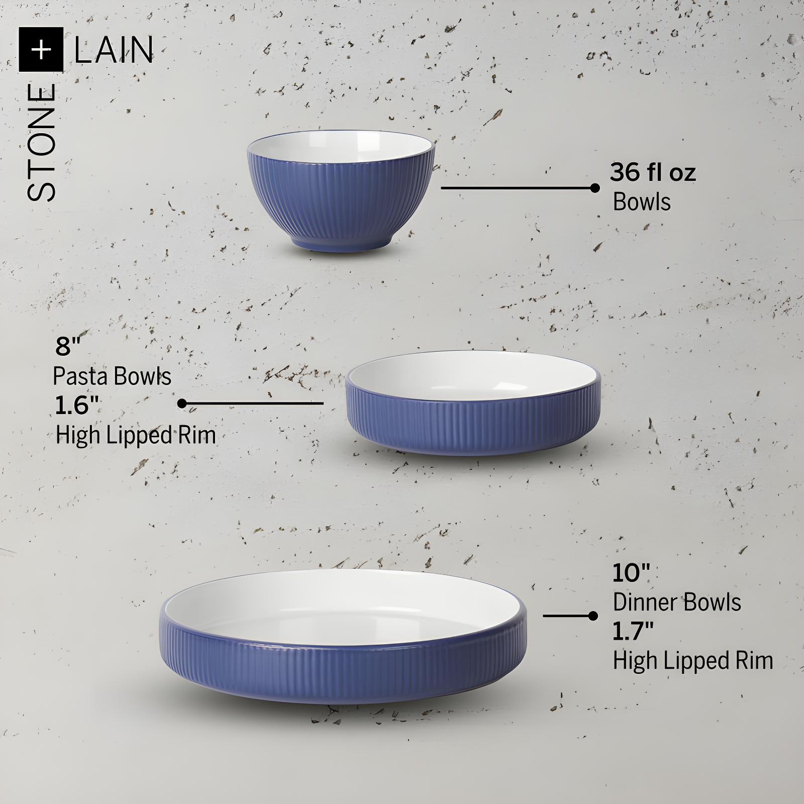 Christian Siriano Larosso 12-Piece Dinnerware Set with Dinner Bowls and Pasta Bowls, Stoneware