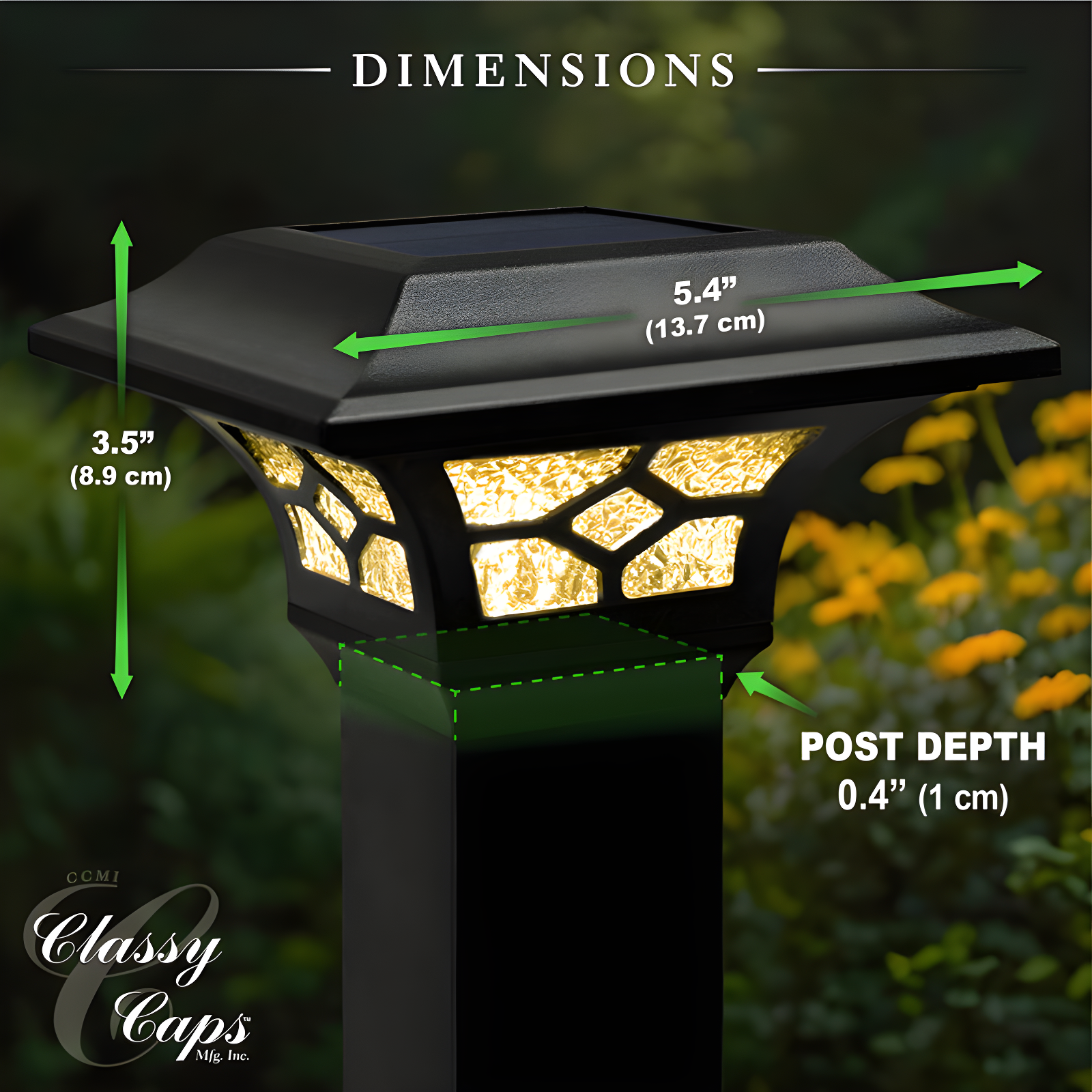 Classy Caps Low Voltage Integrated LED Aluuminum Fence Post Cap Light 2.5 In. X 2.5 In. with Base Adapter Included
