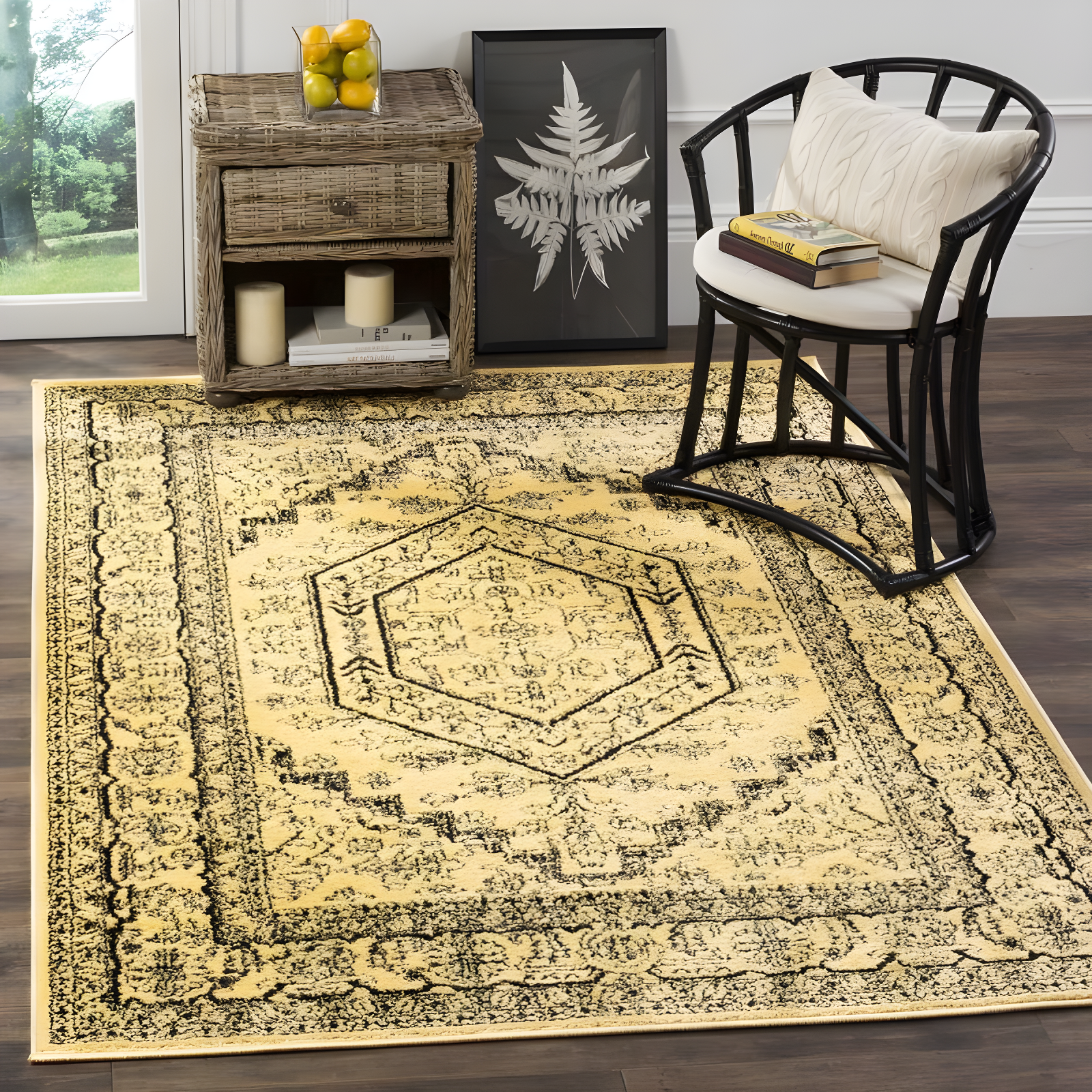 Adirondack ADR108 Power Loomed Area Rug - Gold/Black - 5'1"x7'6" - Safavieh.