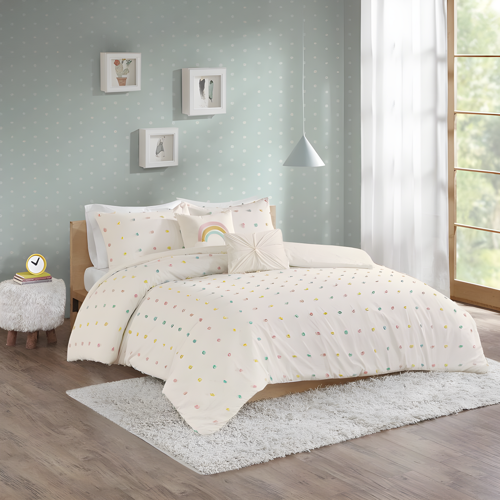 Callie Cotton Jacquard Pom Pom Comforter Set