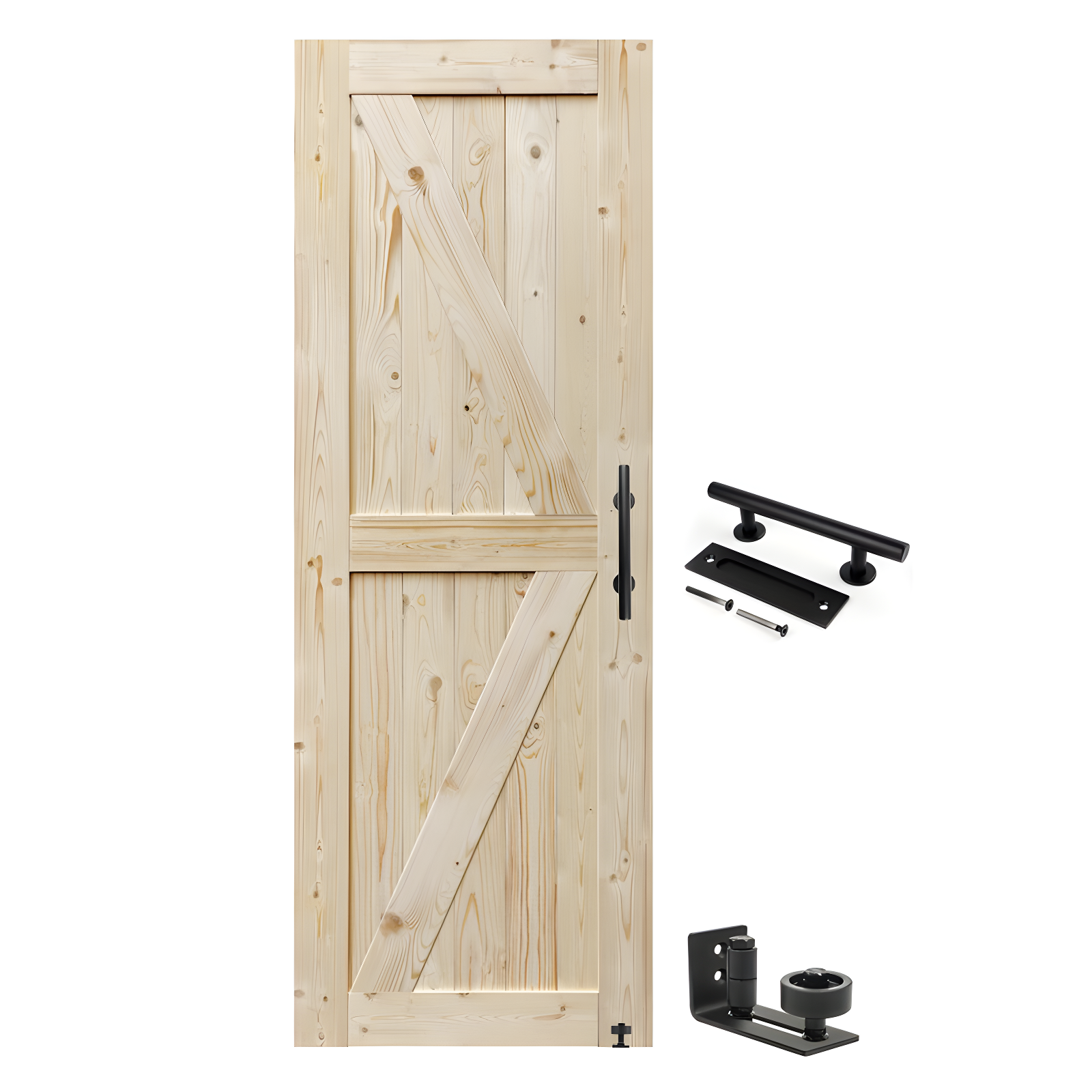 Barn Door, Unfinished British Brace Barn Door/Country Style/Solid Wood/Sliding Door/Durable