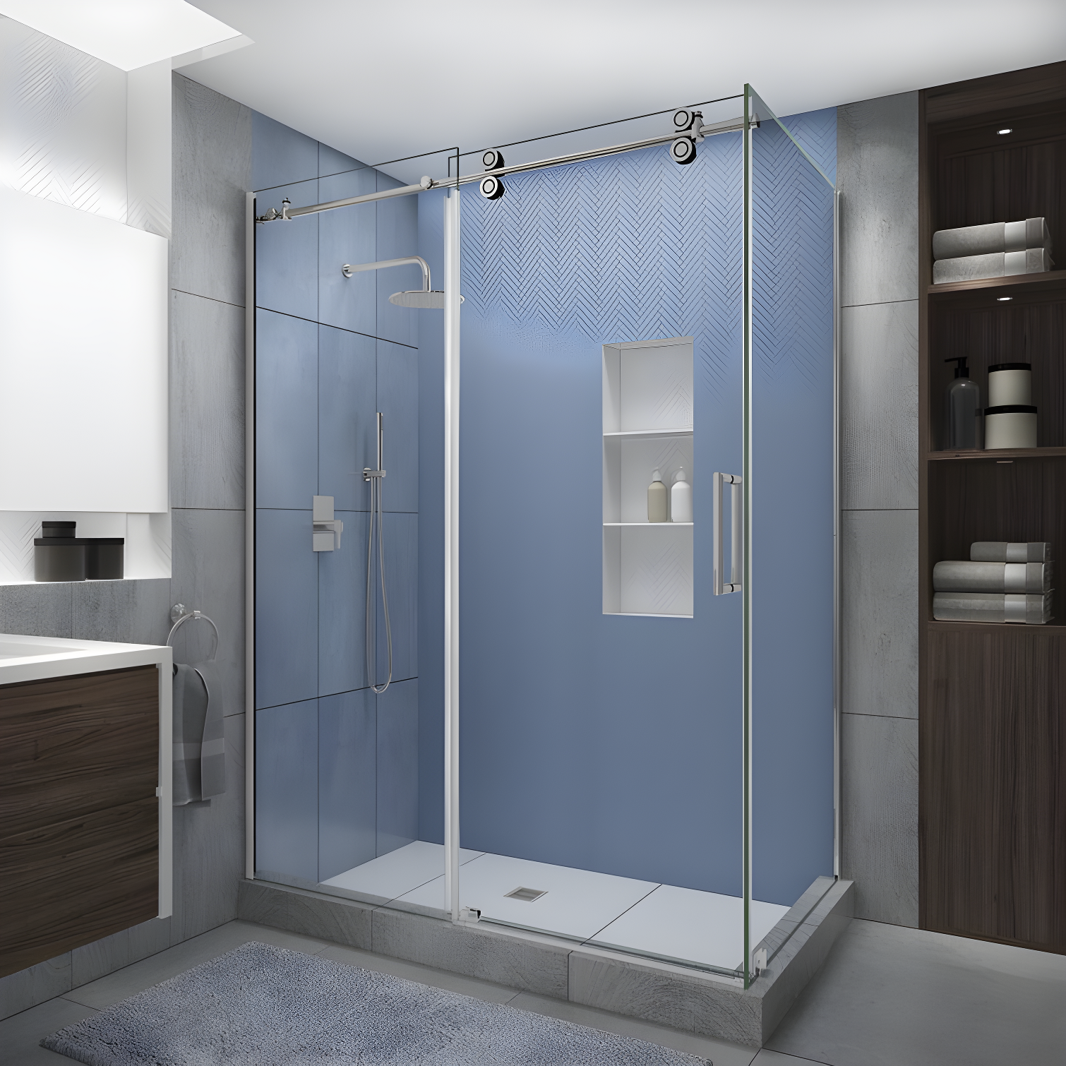 Aston Langham XL 60" - 64" W x 30" D x 80" H Frameless Rectangle Sliding Shower Enclosure SEN979EZ.UC-CH-643080-R