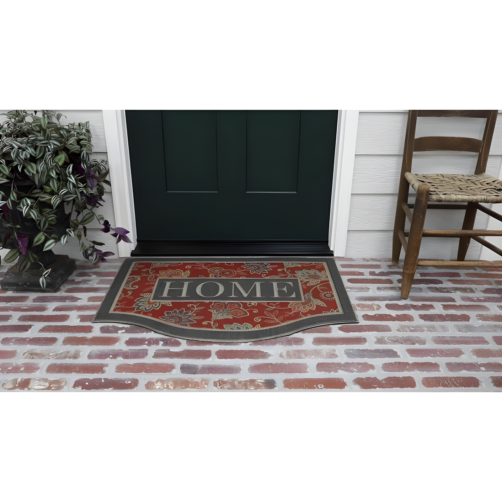Mohawk 2'x3' 'Home' Ornamental Entry Mat Cozy Jacobean Red/Gray: Indoor Traditional Floral Door Mat, Recycled Rubber