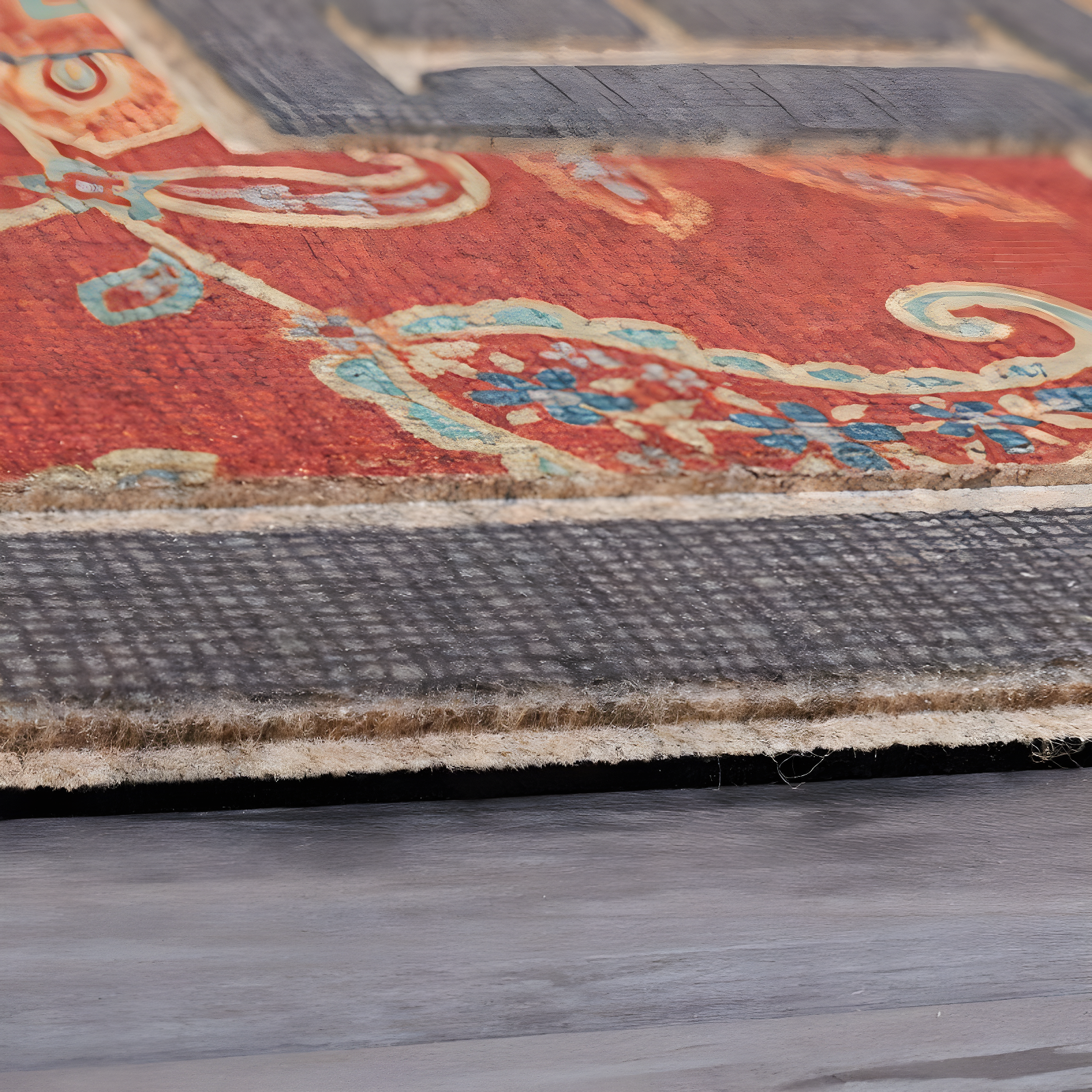 Mohawk 2'x3' 'Home' Ornamental Entry Mat Cozy Jacobean Red/Gray: Indoor Traditional Floral Door Mat, Recycled Rubber