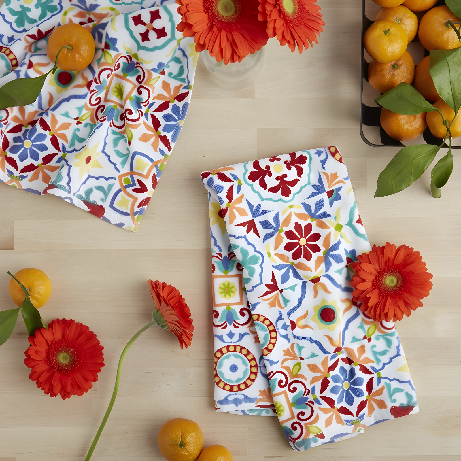 Fiesta Worn Tiles Kitchen Towels Set (Set of 2)
