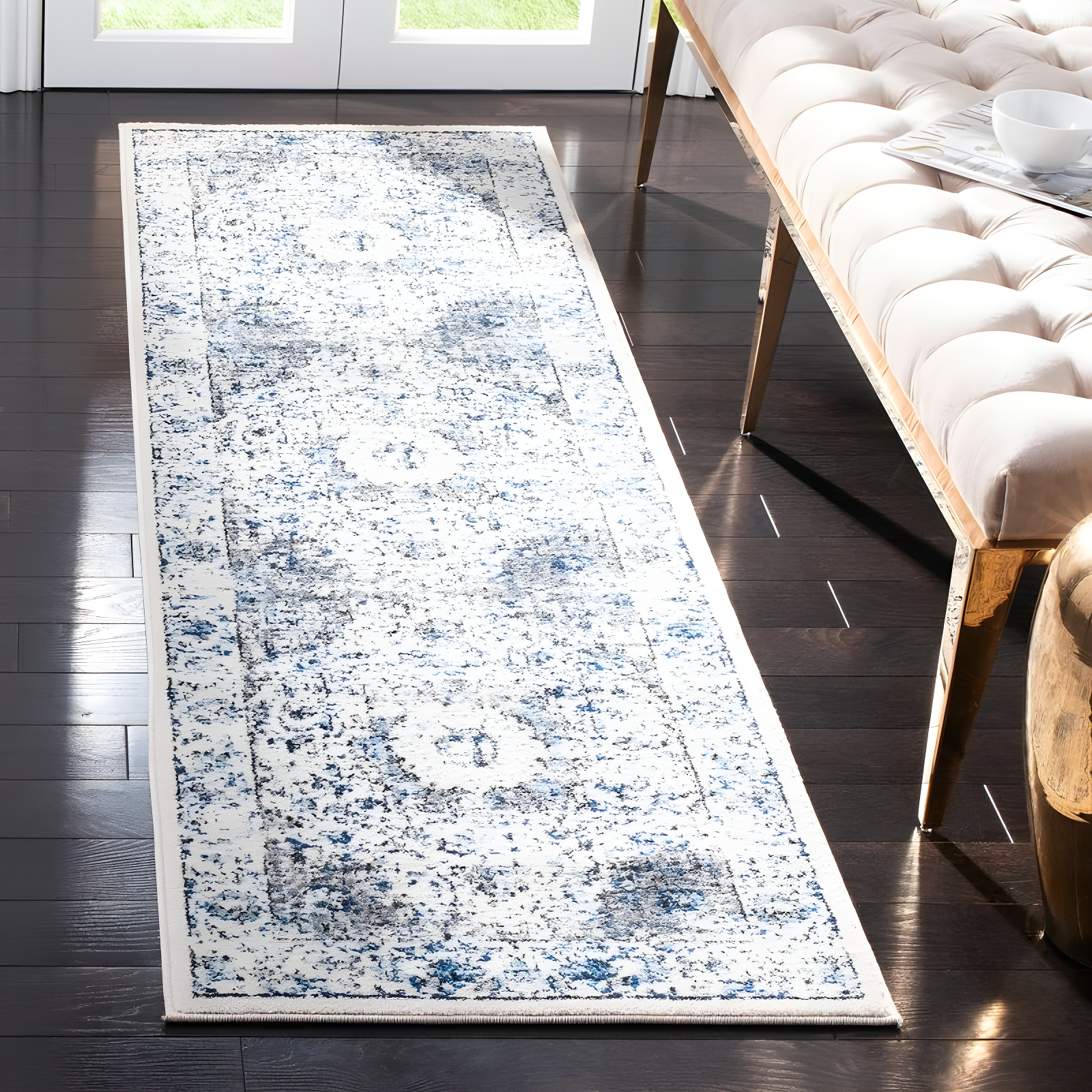 Evoke EVK220 Power Loomed Runner Rug - Ivory/Grey - 2'2"x15' - Safavieh.