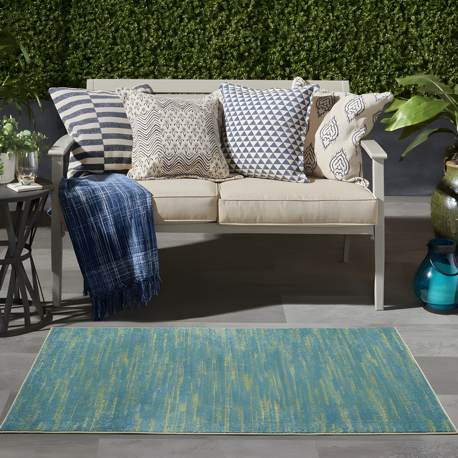 Nourison Nourison Essentials NRE01 Indoor/outdoor Area Rug - Blue Green 3' x 5'