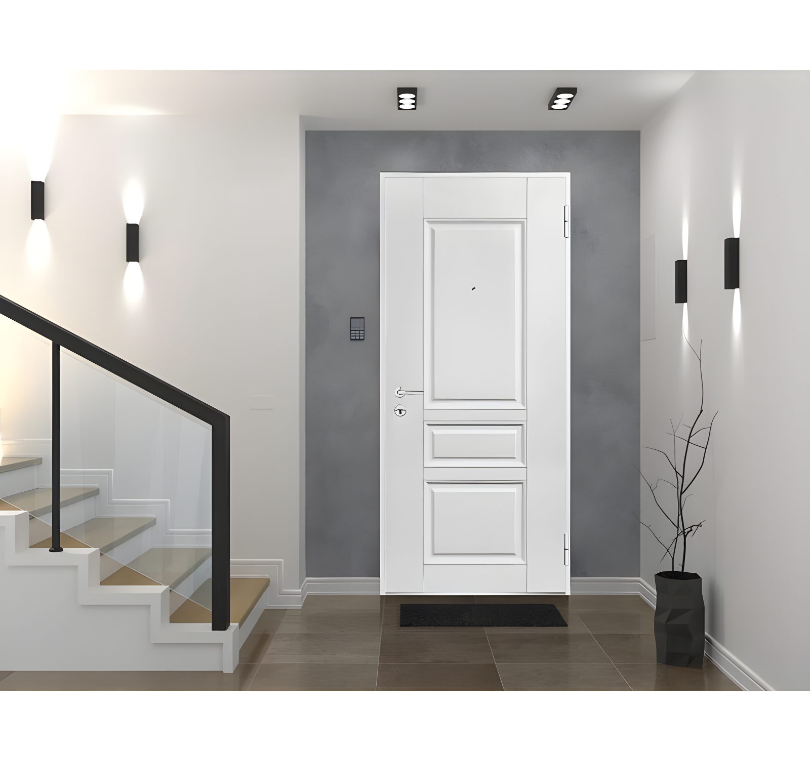 Ballucio Ready to Install White Prehung Front Entry Doors