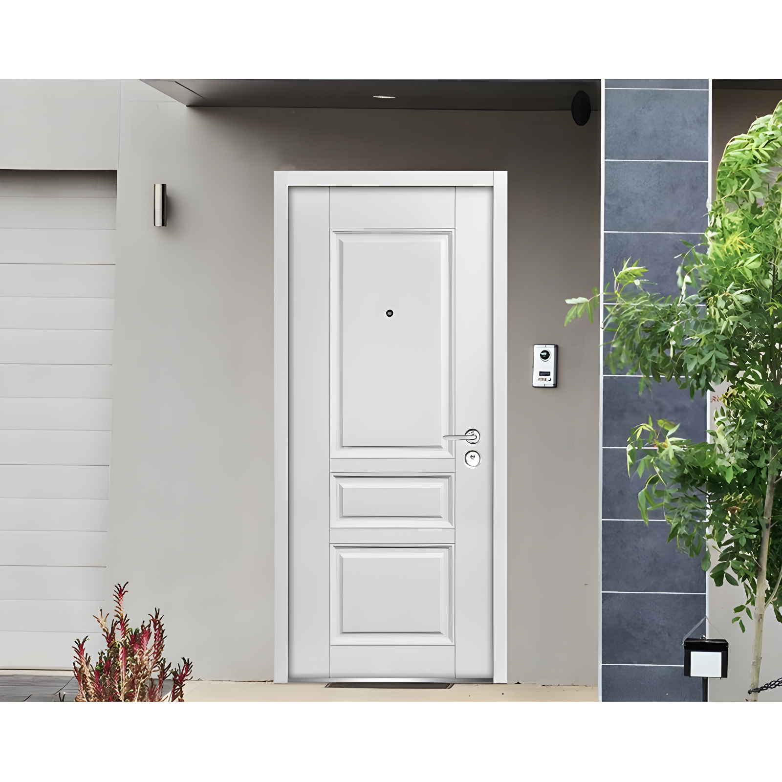 Ballucio Ready to Install White Prehung Front Entry Doors