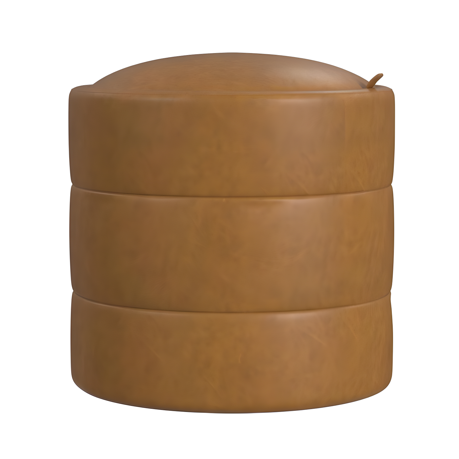 HomePop Storage Round Ottoman Caramel: Upholstered Vanity Stool, Footrest with MDF Frame