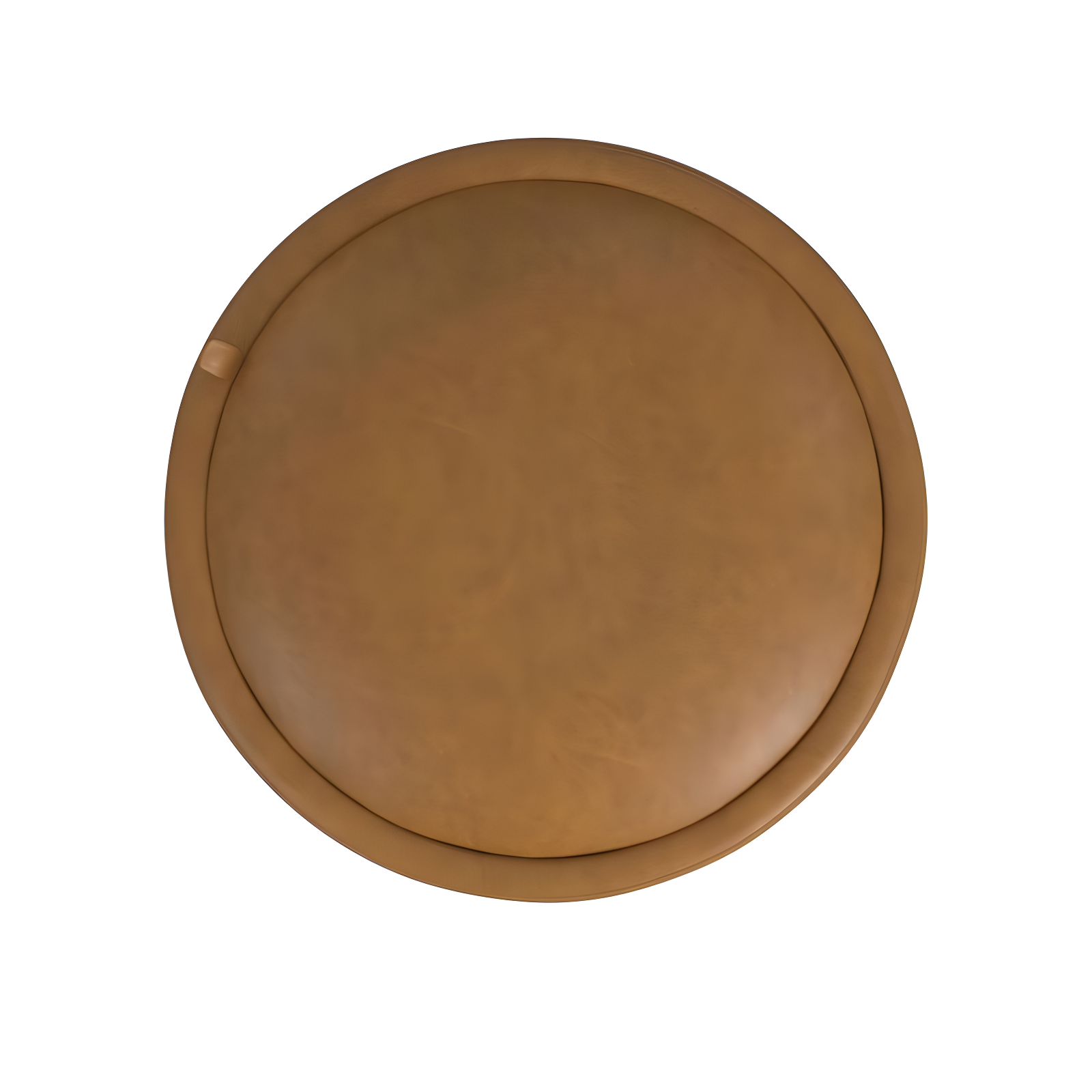 HomePop Storage Round Ottoman Caramel: Upholstered Vanity Stool, Footrest with MDF Frame