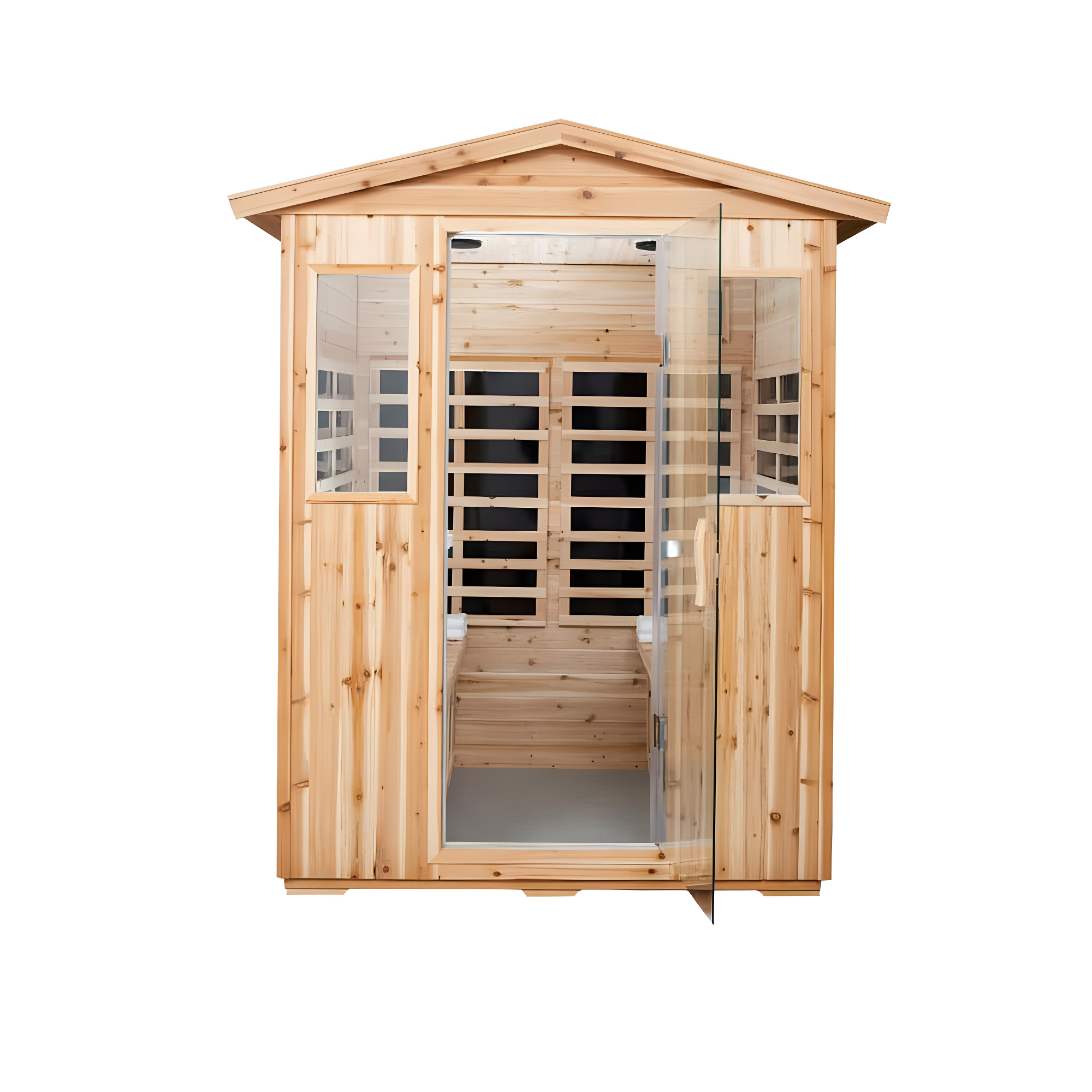 Saunas 904V Far Infrared Sauna, Outdoor Wooden Dry Sauna Low EMF (Hemlock Wood, 4-Person Size)